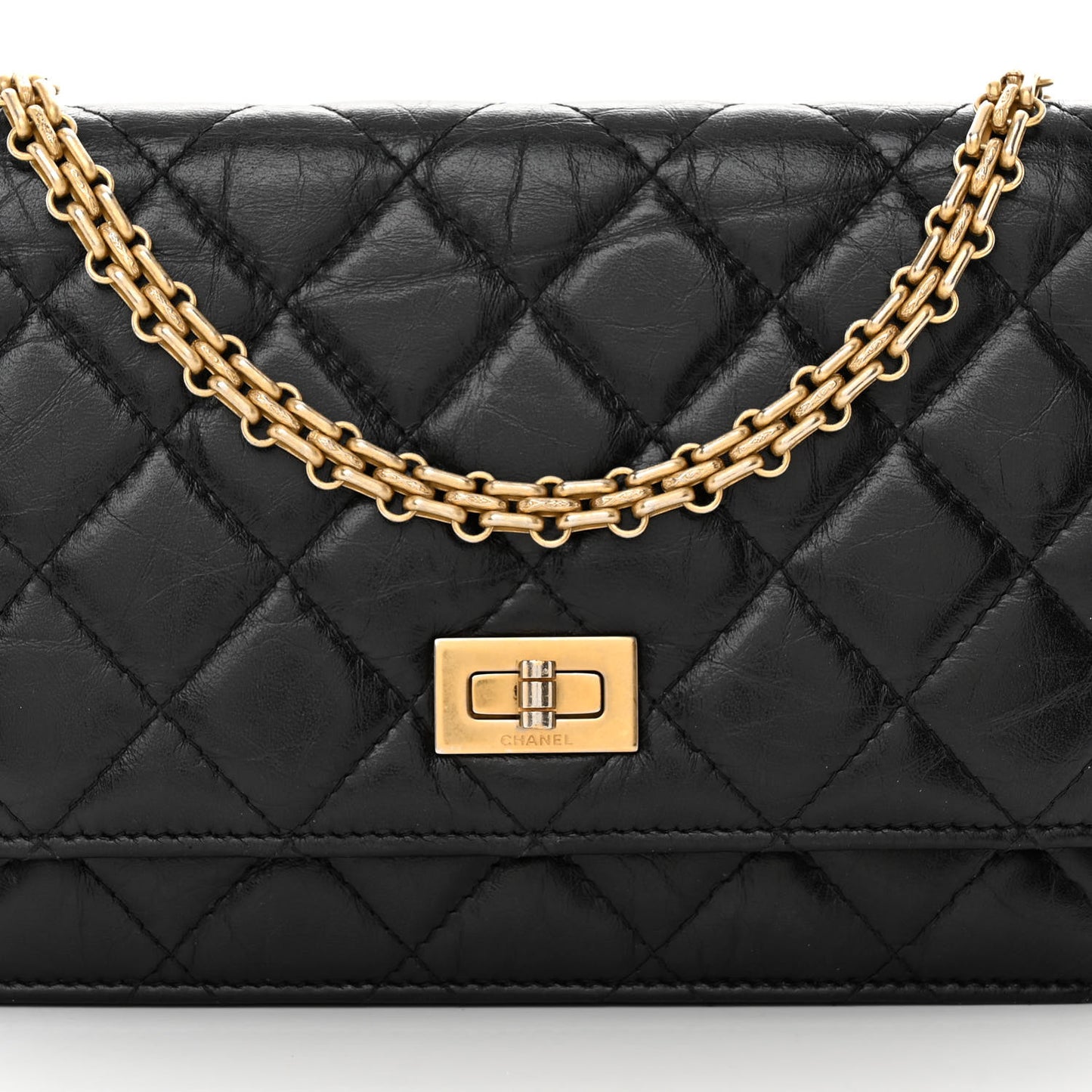 Aged Calfskin Quilted Reissue Wallet On Chain WOC Black