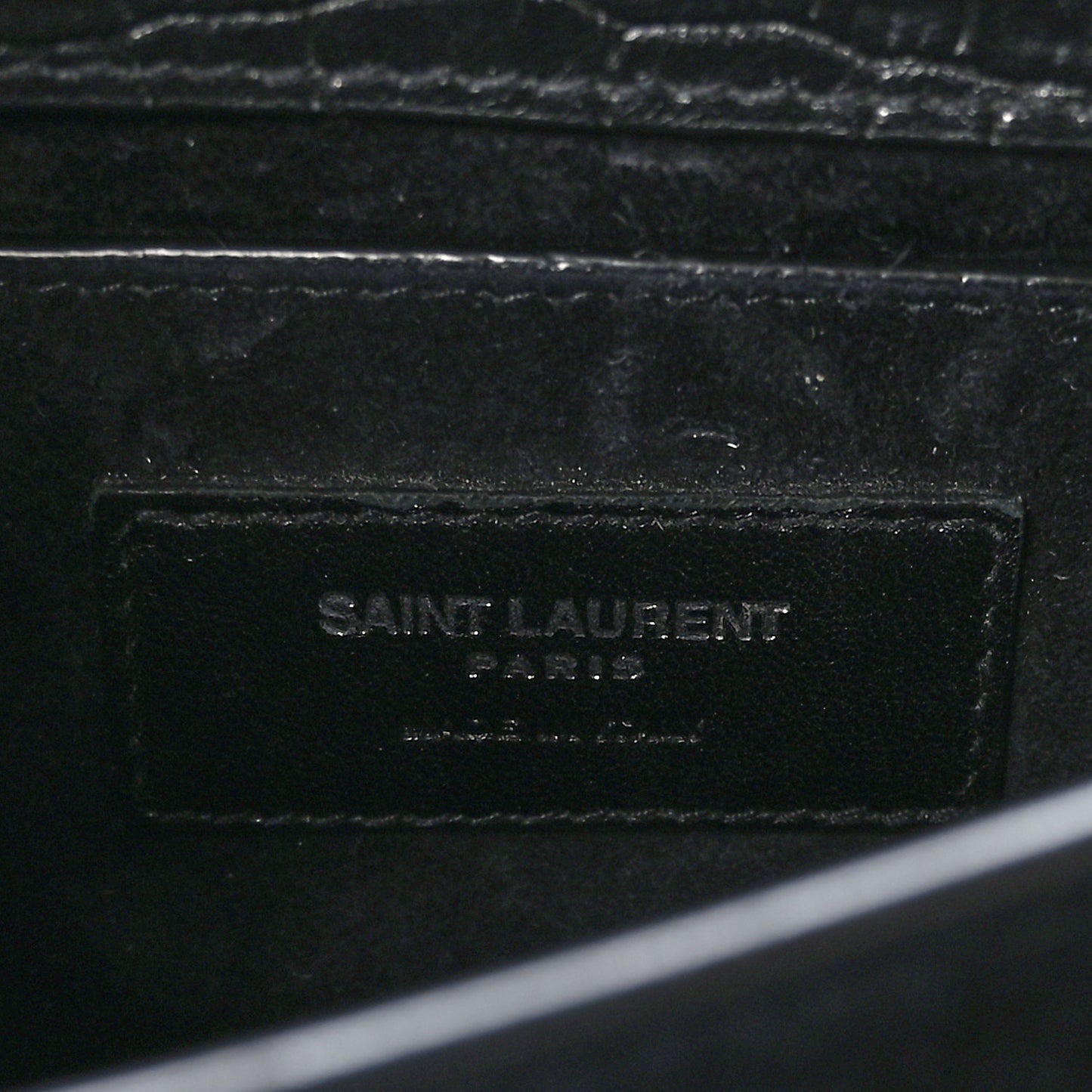 Calfskin Crocodile Embossed Medium Monogram Sunset Black