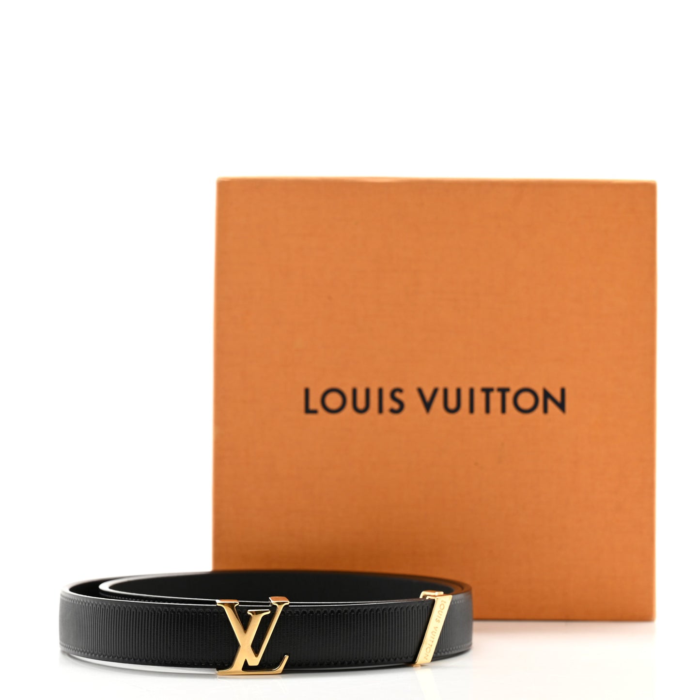 Calfskin Embossed LV Initiales 20mm Belt 75 30 Black