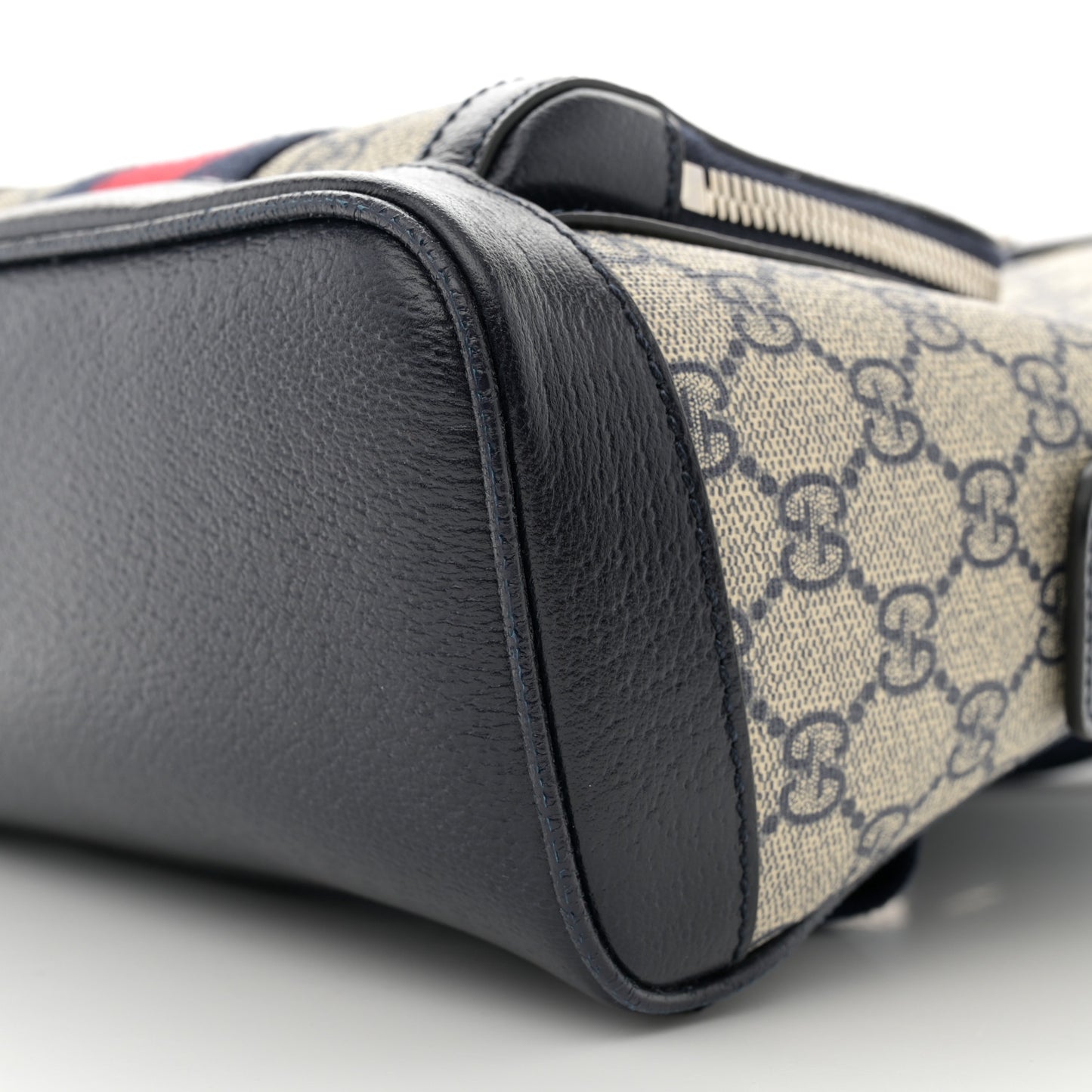 GG Supreme Monogram Textured Dollar Calfskin Web Small Ophidia Day Backpack Beige Blue Black