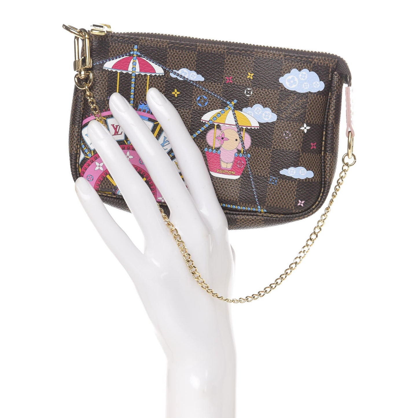 Damier Ebene 2020 Christmas Animation Big Wheel Mini Pochette Accessories Rose Ballerine