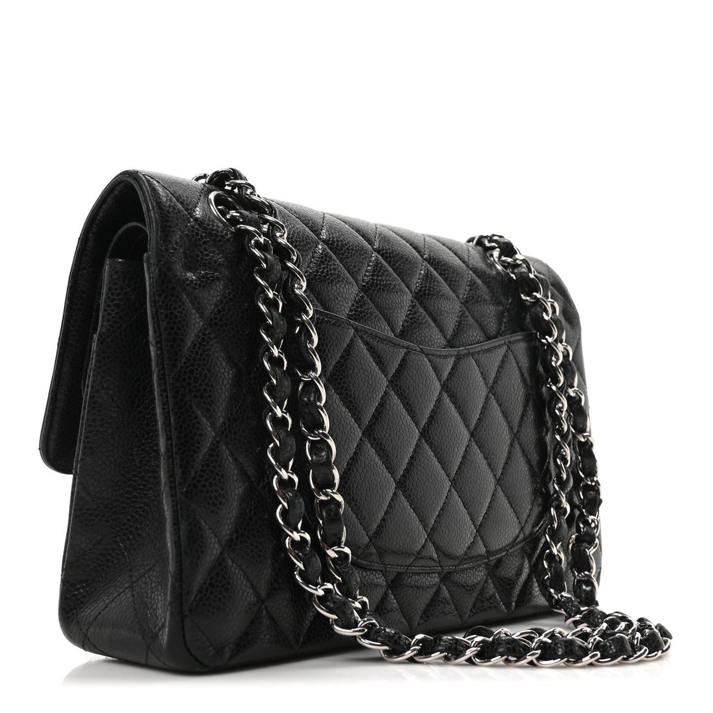 Caviar Quilted Medium Double Flap Black