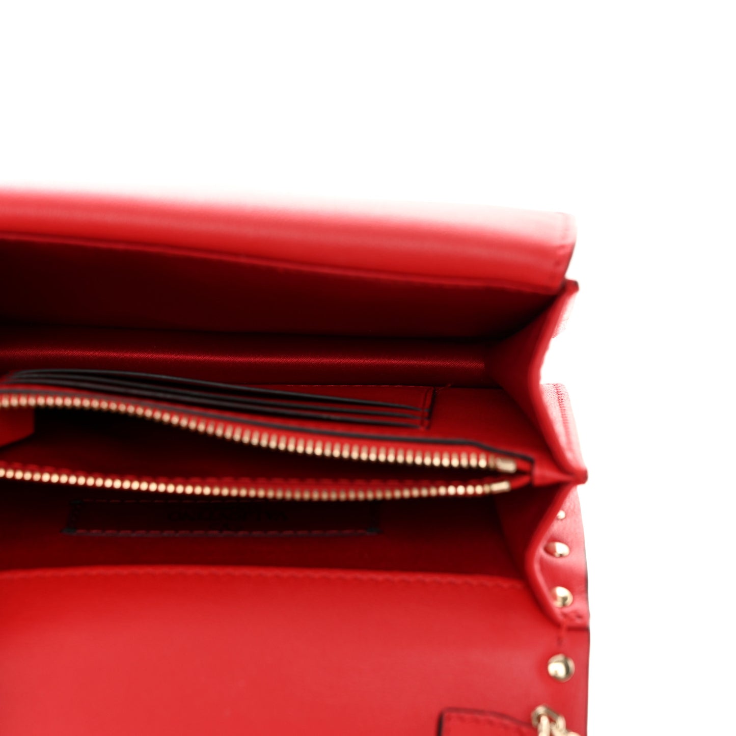 Vitello Rockstud Wallet On Chain Rouge Pur