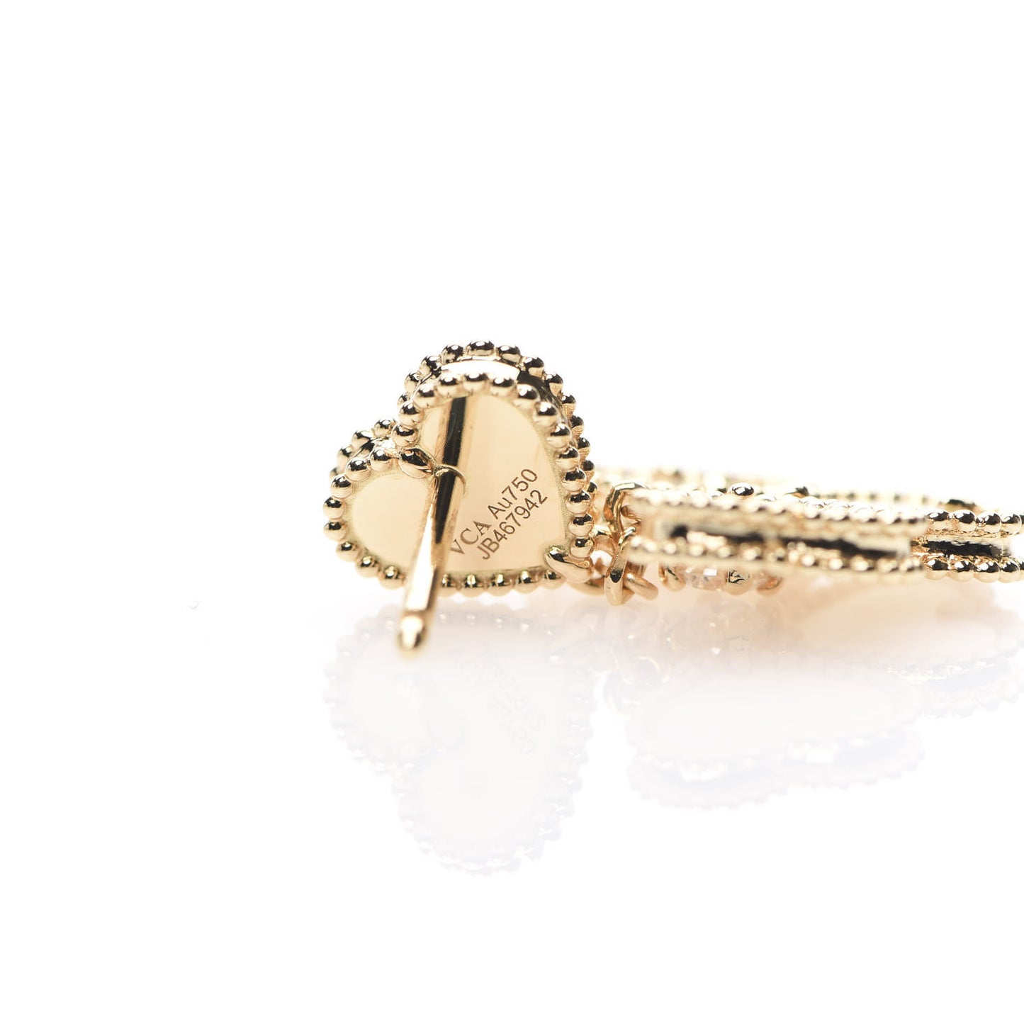 18K Yellow Gold Diamond Mother of Pearl Effeuillage Sweet Alhambra Heart Earrings