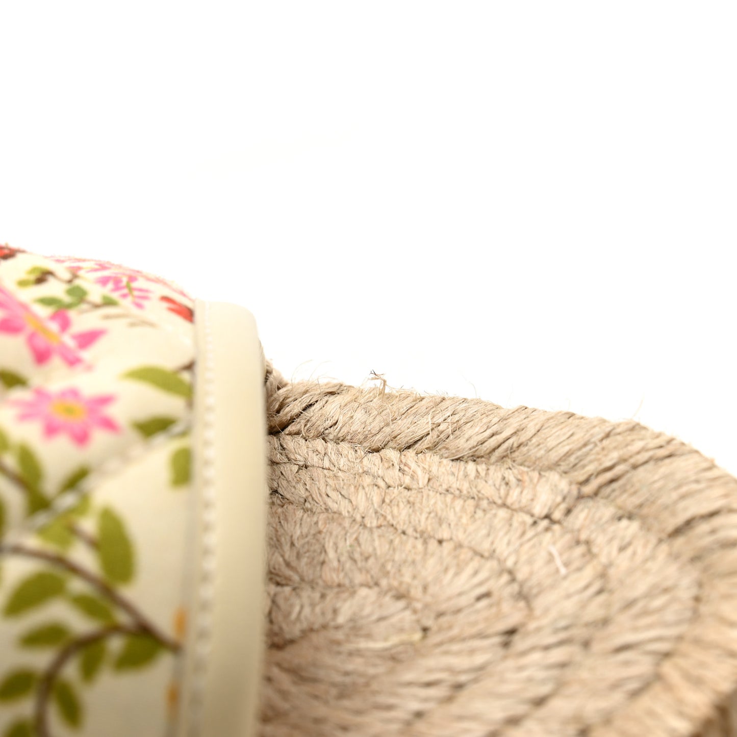 Nappa Matelasse Diagonal Floral Print GG Marmont Pilar Espadrille Slide Sandals 39 Ivory Pink