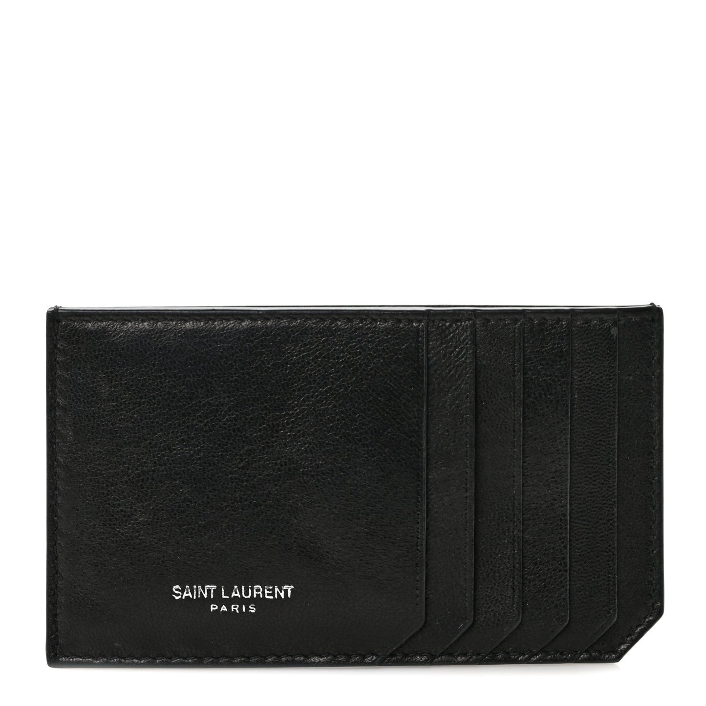 Calfskin 5 Fragments Zip Pouch Card Holder Black