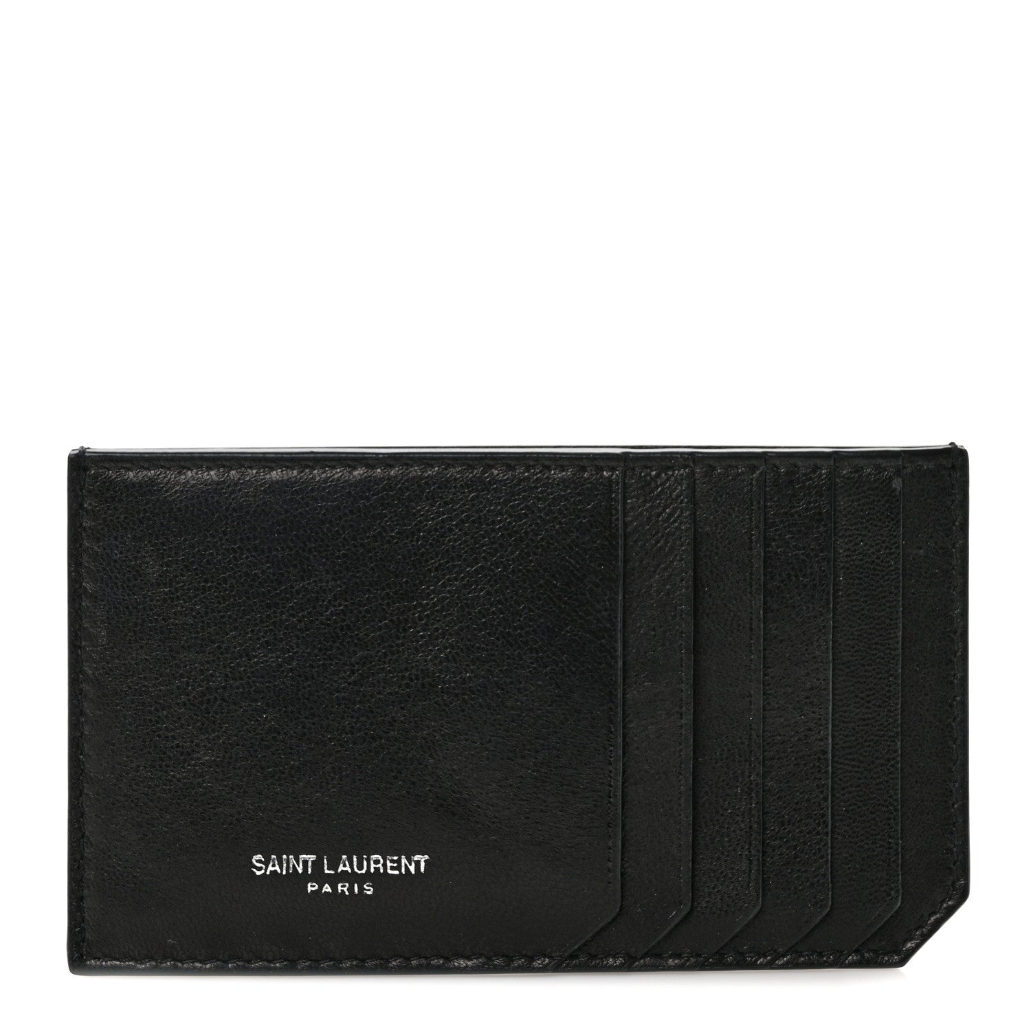 Saint Laurent Calfskin 5 Fragments Zip Pouch Card Holder Black 1 of 6