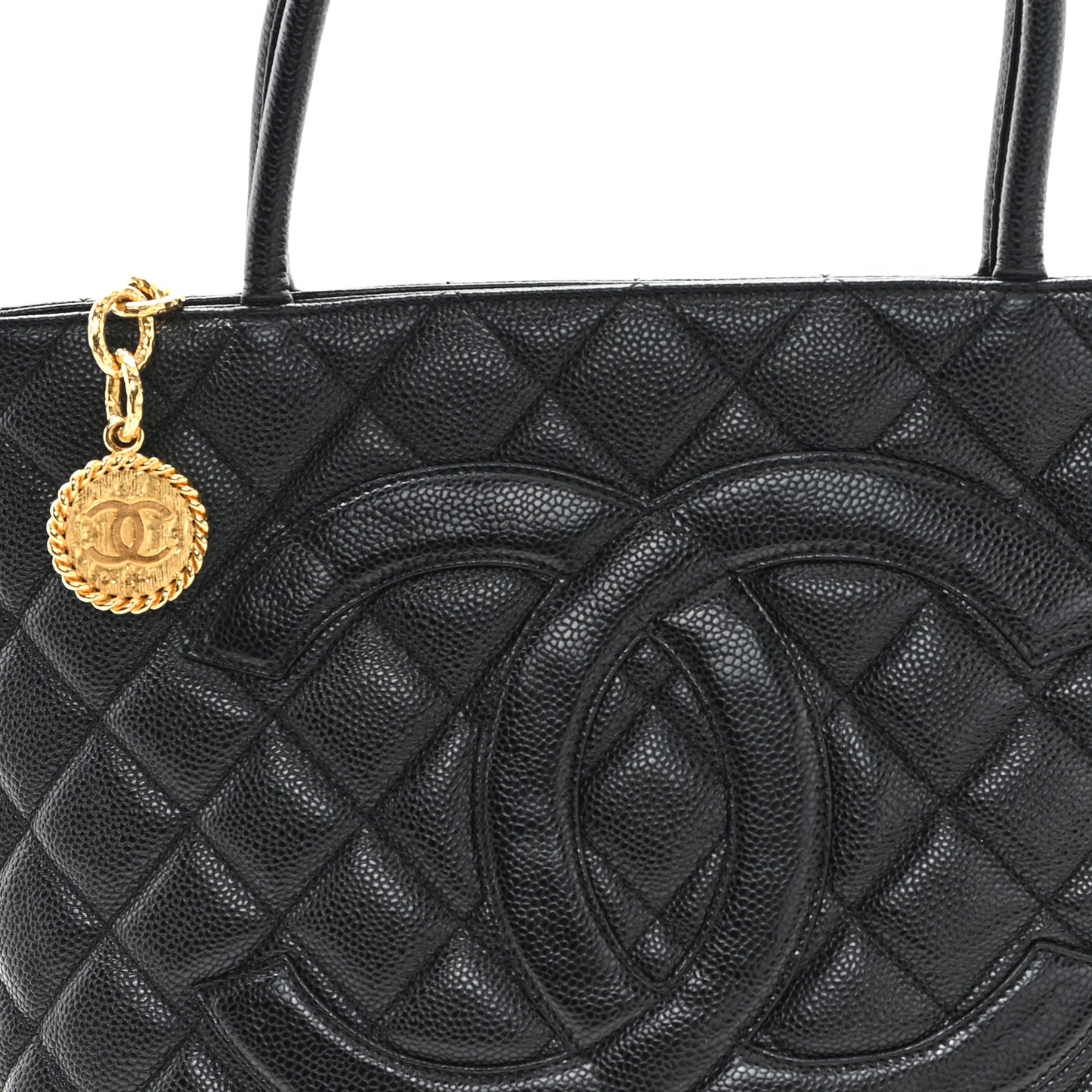 Caviar Quilted Medallion Tote Black