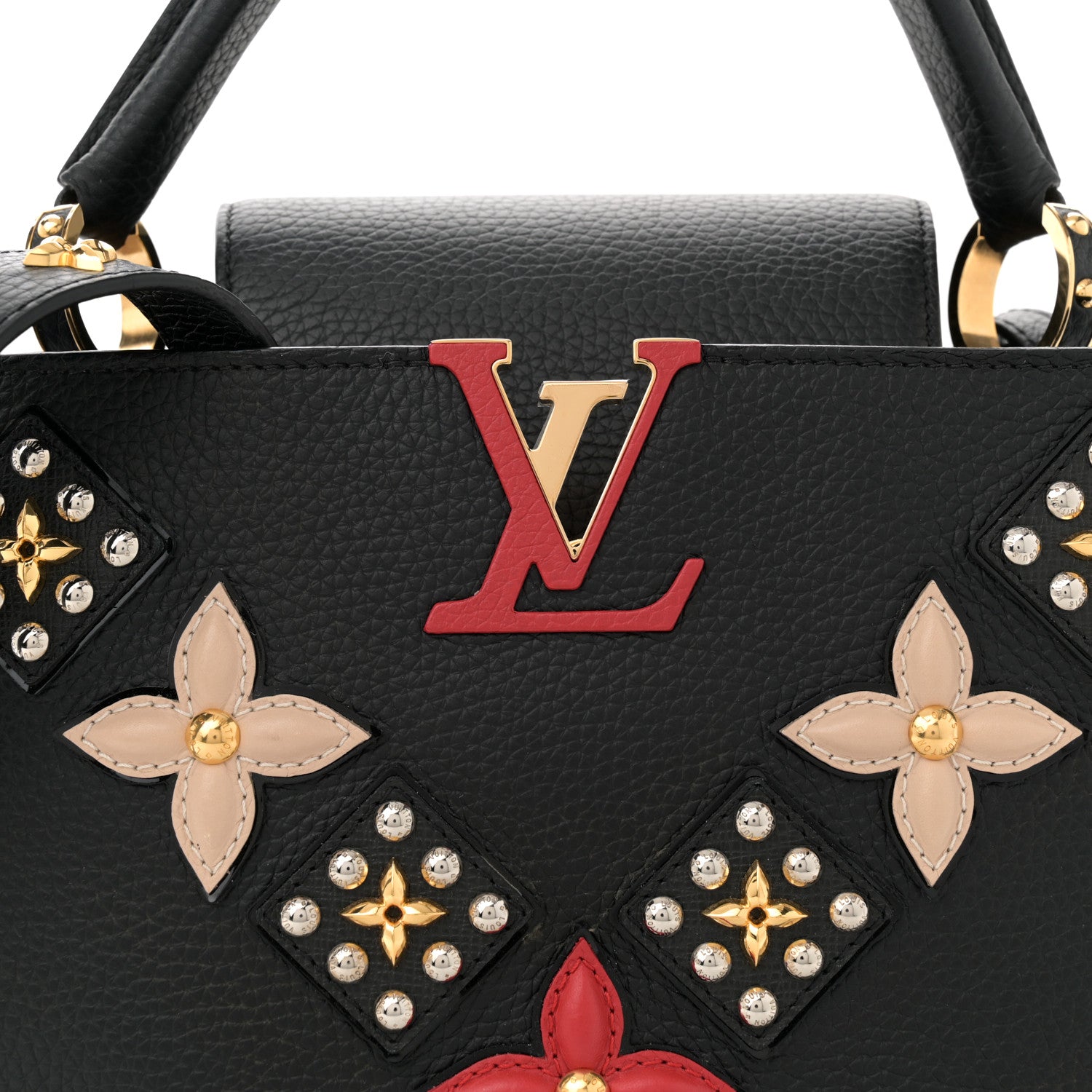 Louis Vuitton Taurillon Mechanical Flowers Smile Capucines PM Black 7 of 12