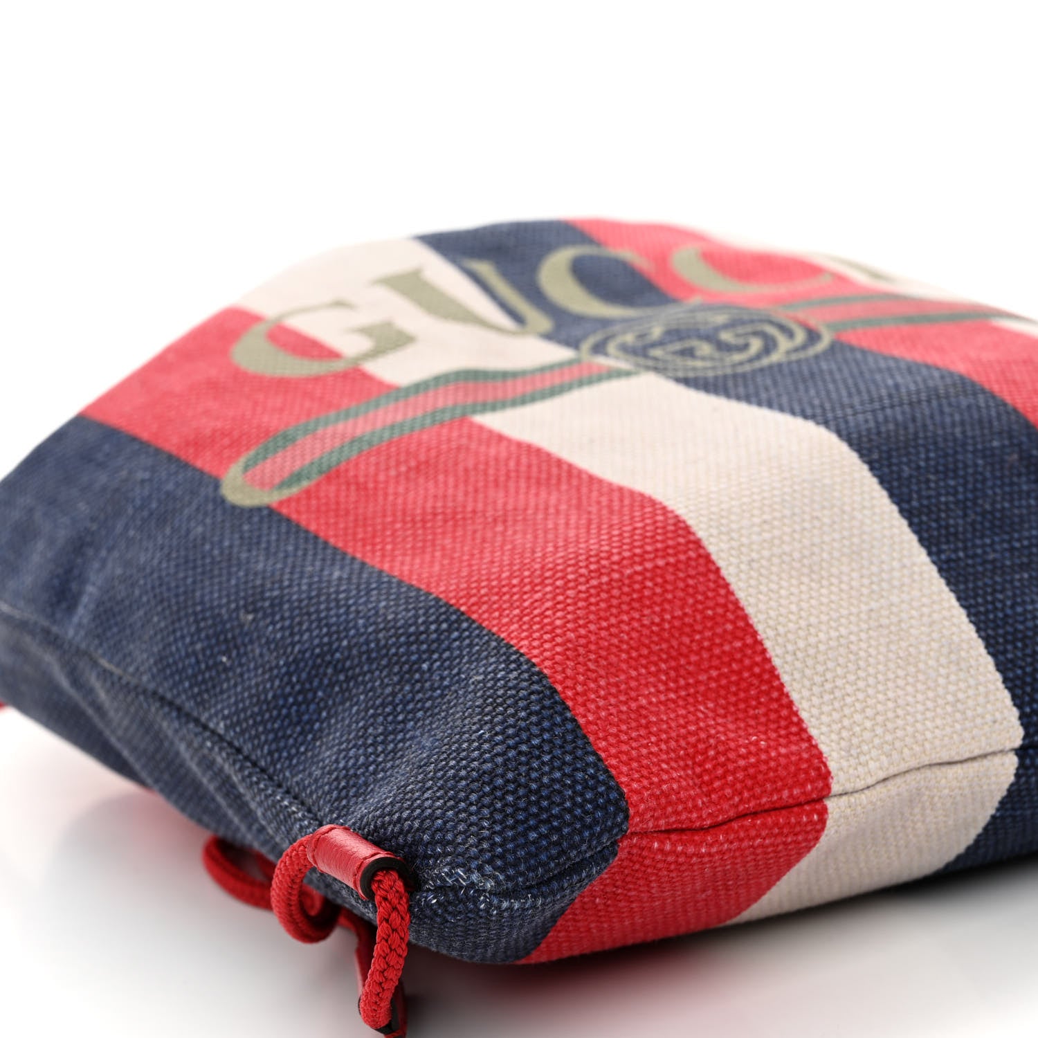 Gucci Canvas Logo Sylvie Stripe Drawstring Backpack Red 8 of 9
