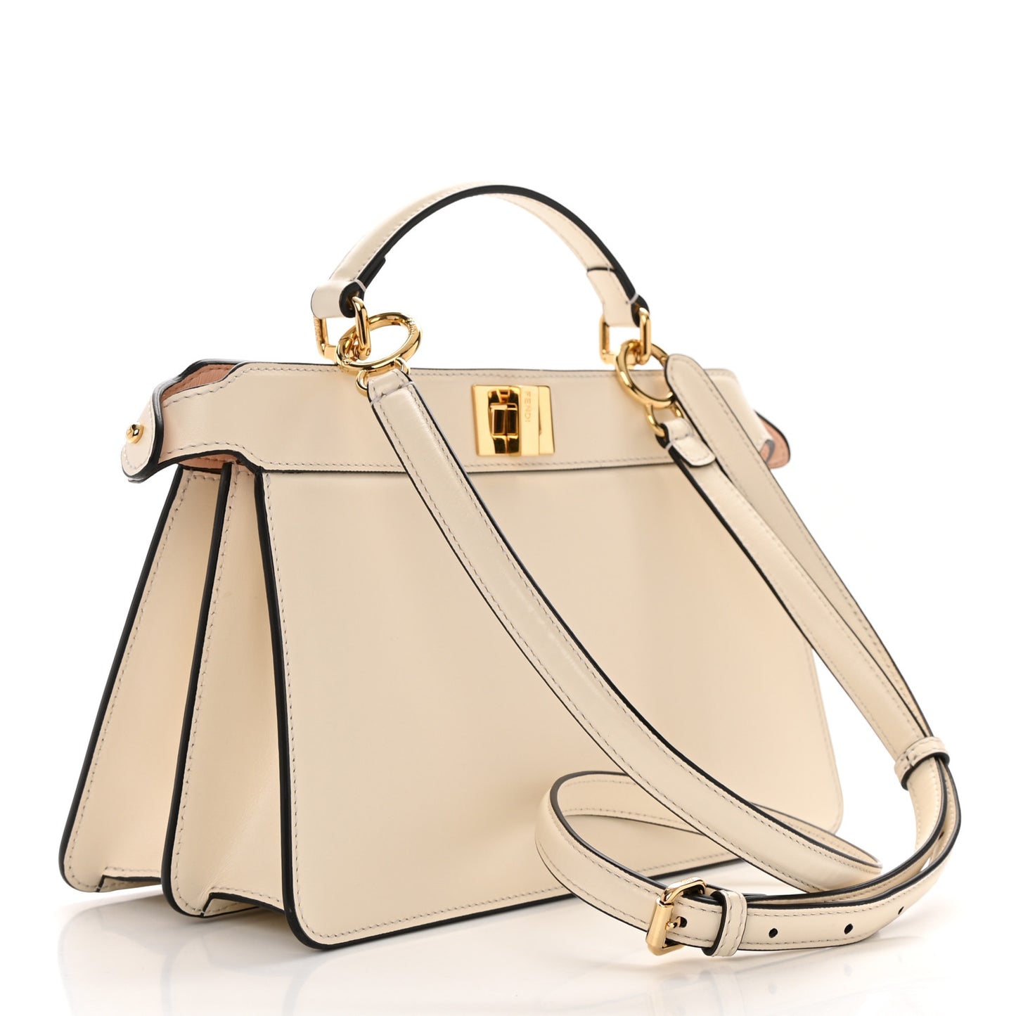 Vitello King Luxor Shiny Nappa Medium Peekaboo I SEE U East West Satchel White Light Rose