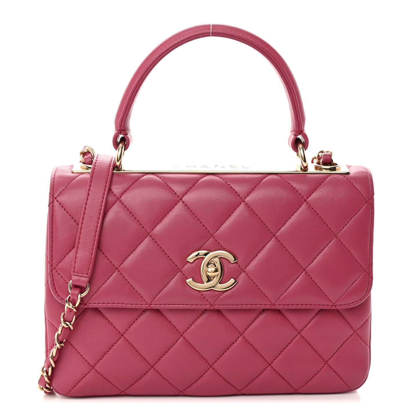 Lambskin Quilted Small Trendy CC Flap Dual Handle Bag Pink