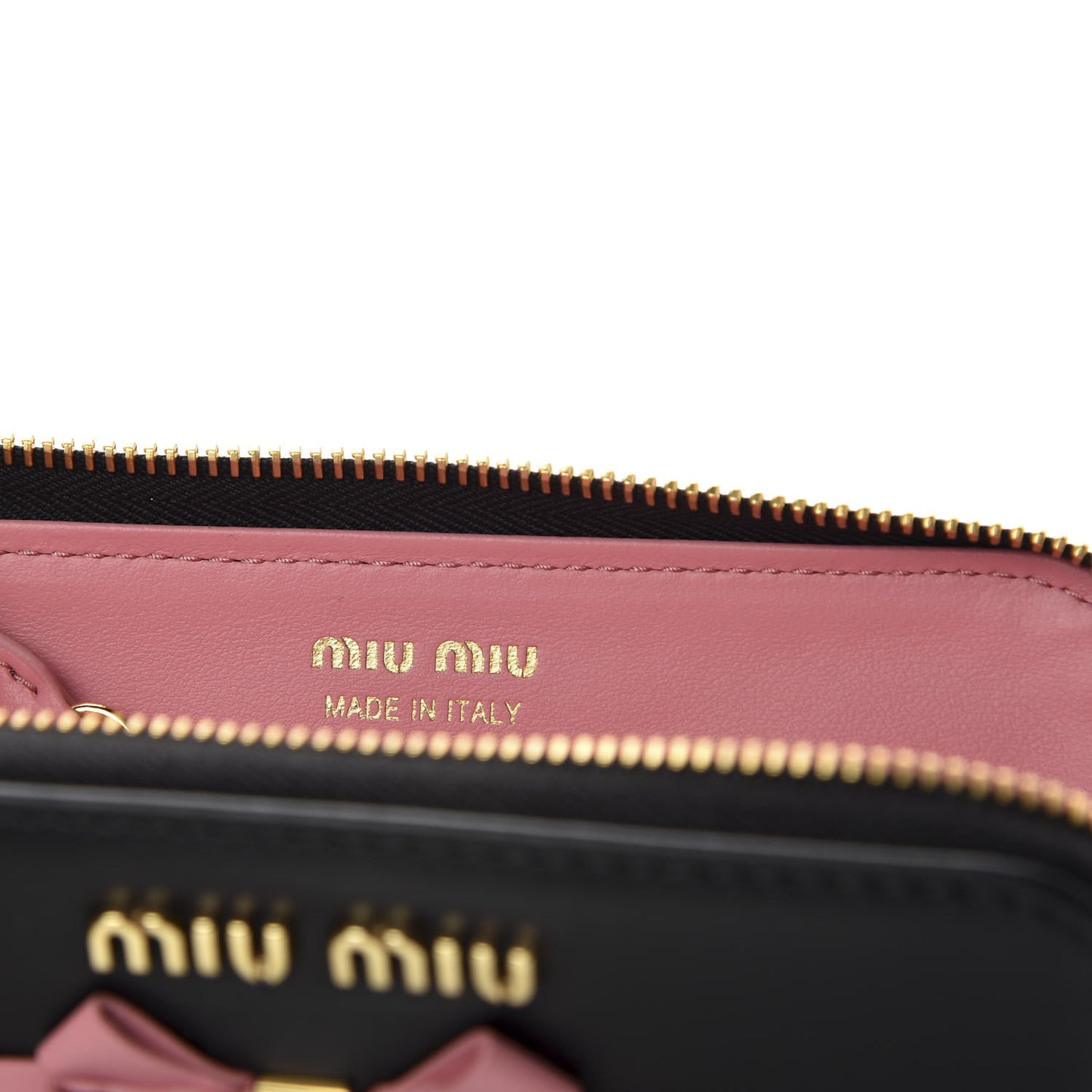 Soft Calf Bow Zip Coin Pouch Black Petalo