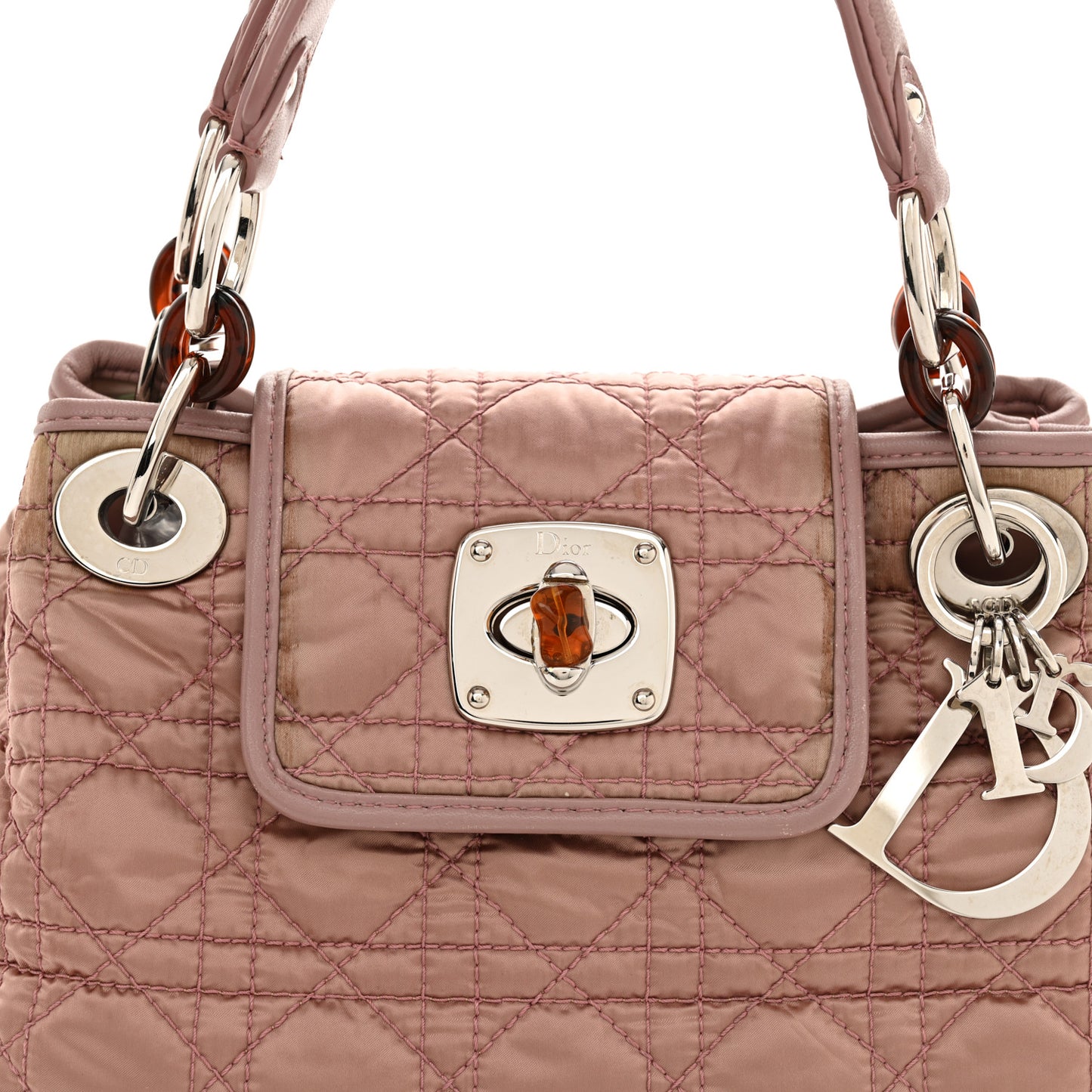 Satin Cannage Charming Small Lock Flap Shoulder Bag Pink