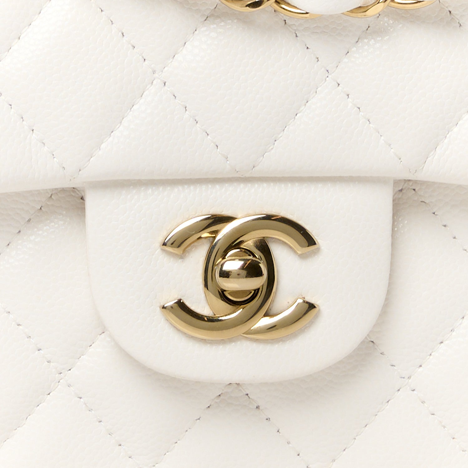 Chanel Caviar Quilted Medium Double Flap White 9 of 12
