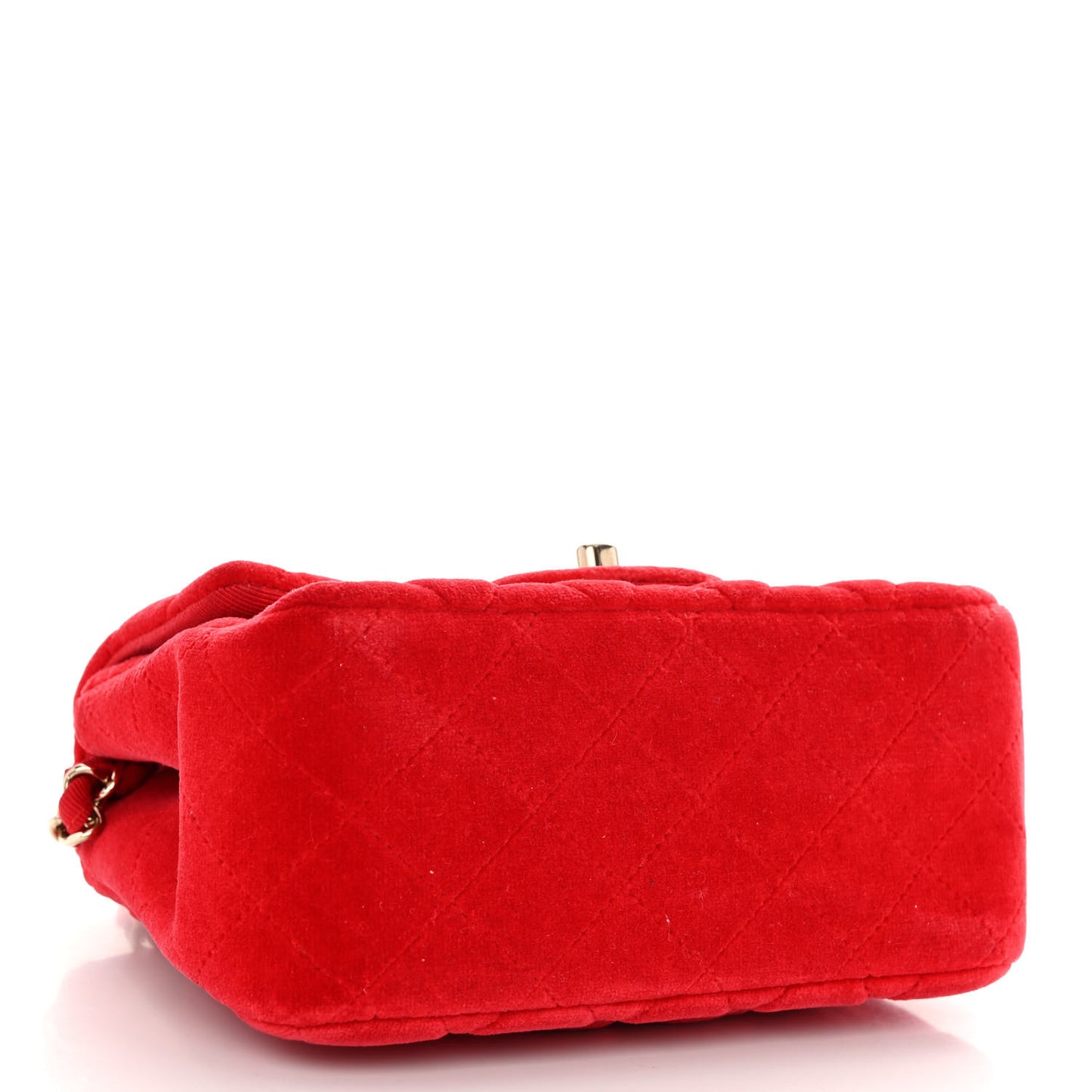 Velvet Quilted Mini Square Flap Red