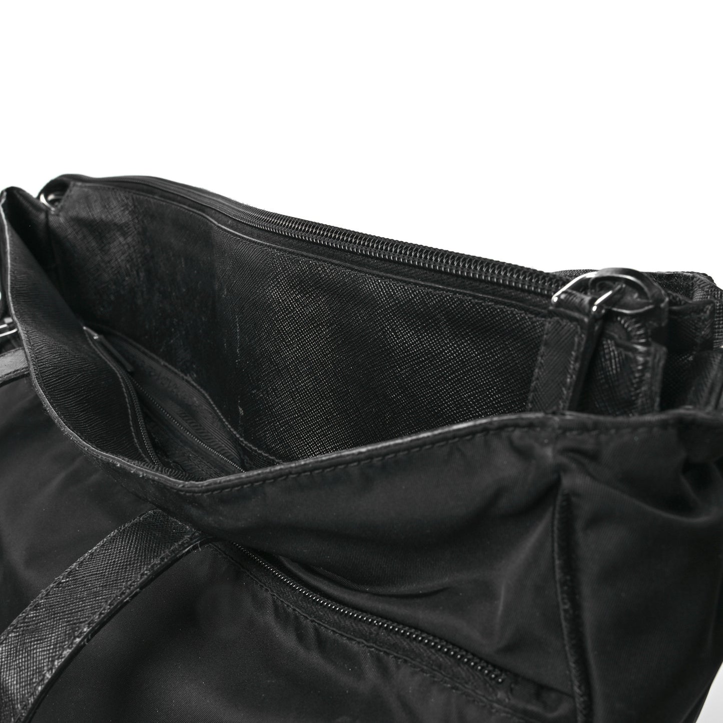 Nylon Saffiano Front Pocket Tote Black