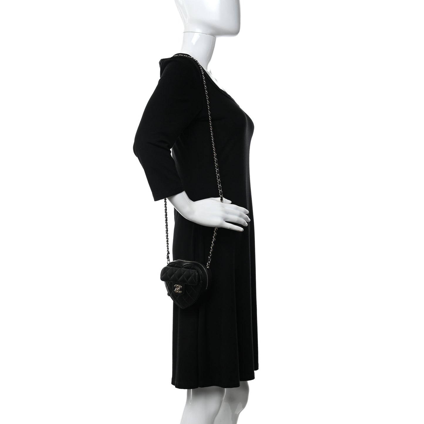 Lambskin Quilted CC In Love Heart Clutch With Chain Black