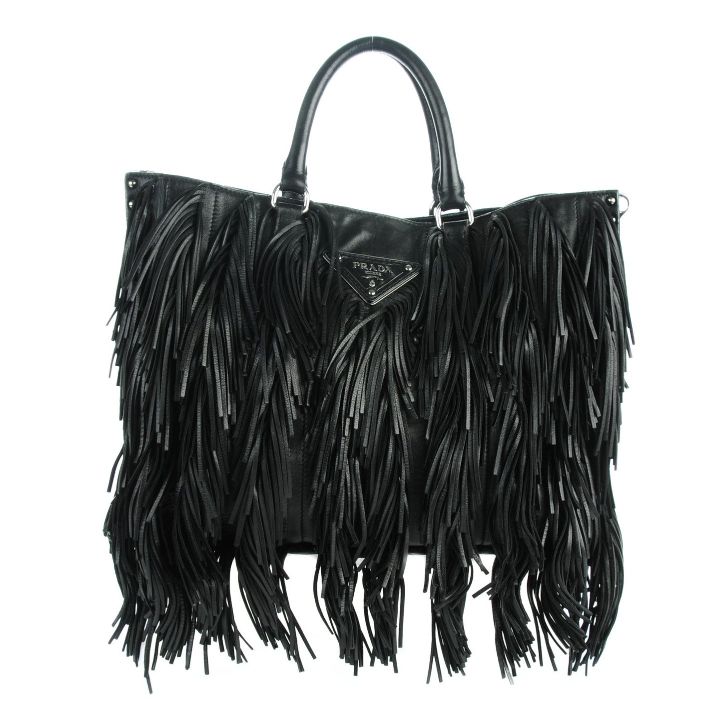 Nappa Fringe Tote Nero Black