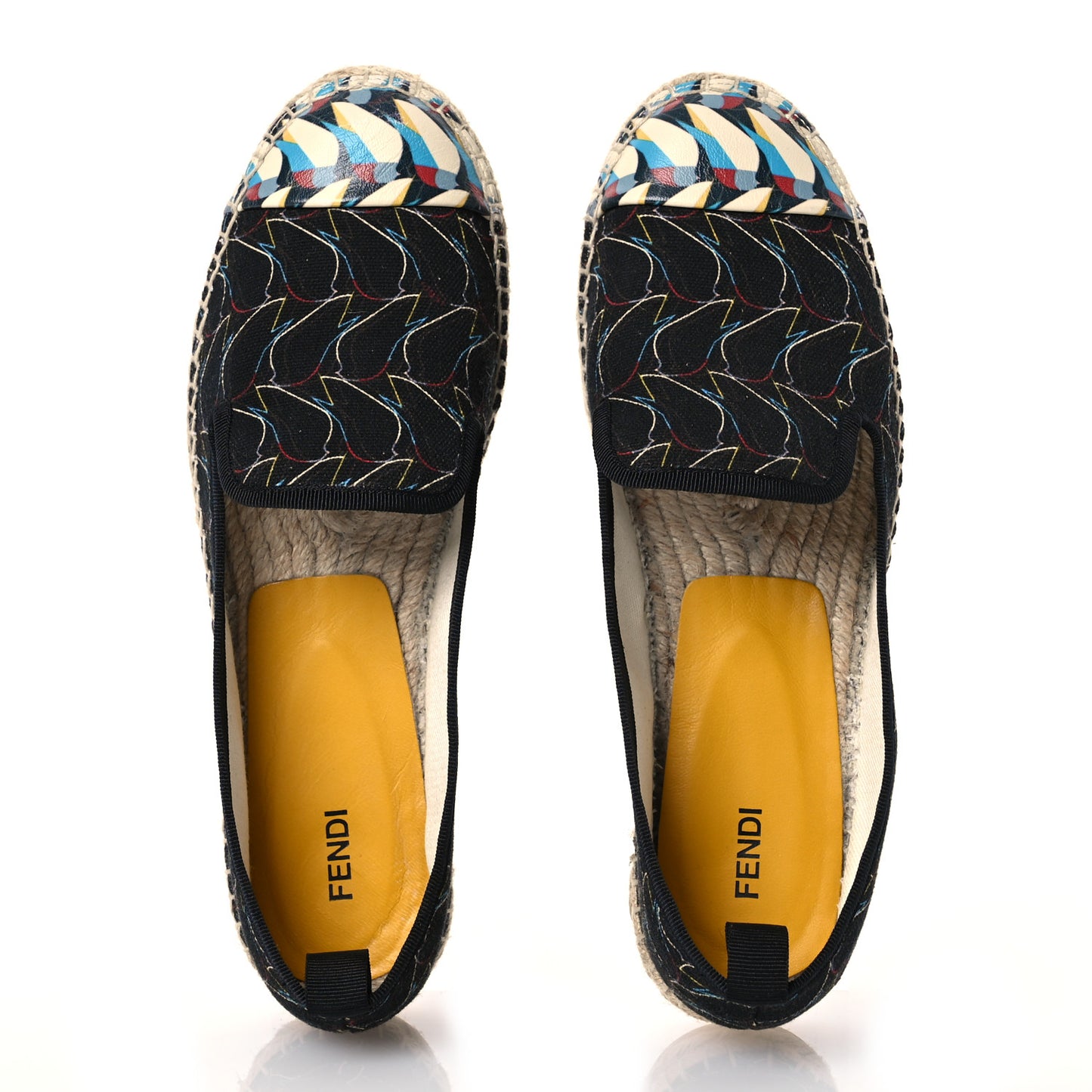 Canvas Printed Calfskin Espadrilles 36 Multicolor