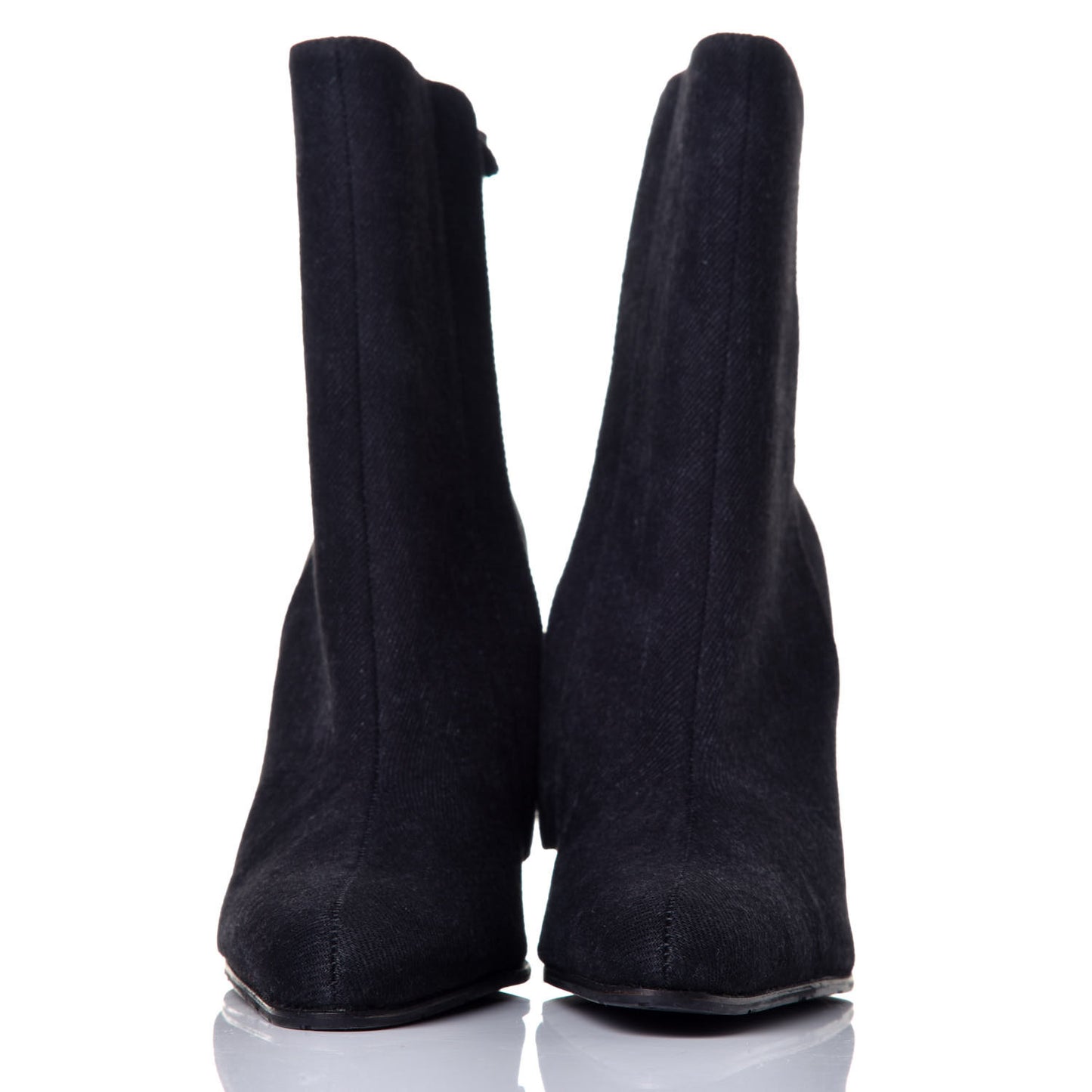 Denim 110mm Round Toe Ankle Boots 37.5 Black
