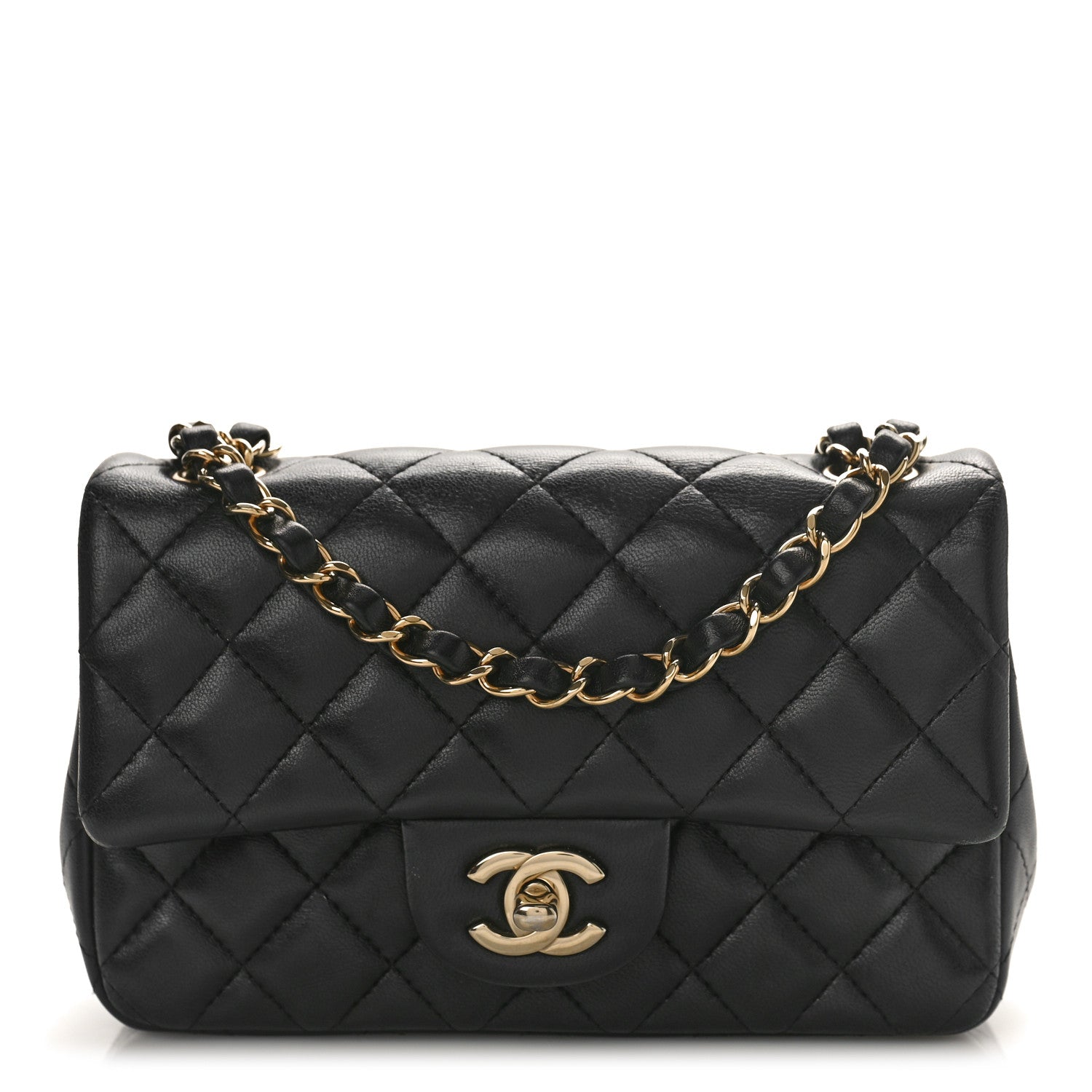 Chanel Lambskin Quilted Mini Rectangular Flap Black 1 of 9