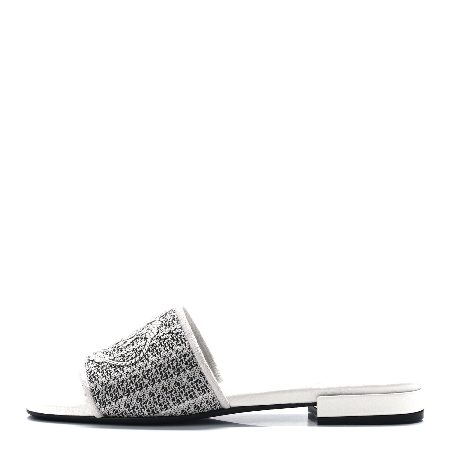 Prada Jacquard Logo Embroidered 10mm Slide Sandals 36 Black Talco 1 of 8