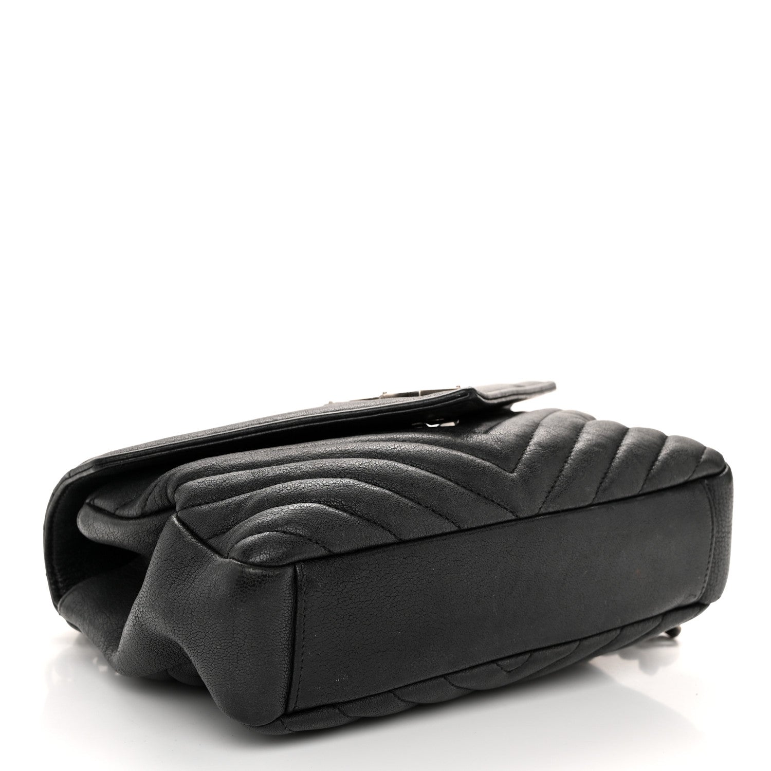 Saint Laurent Sheepskin Matelasse Chevron Monogram Medium College Bag Black 4 of 14