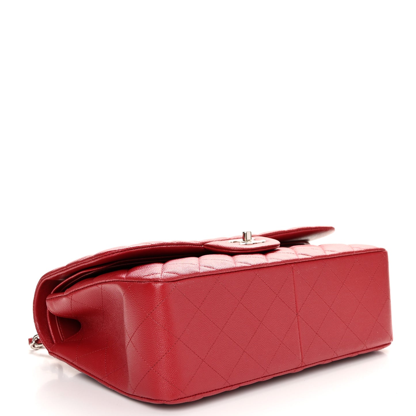 Caviar Quilted Jumbo Double Flap Red