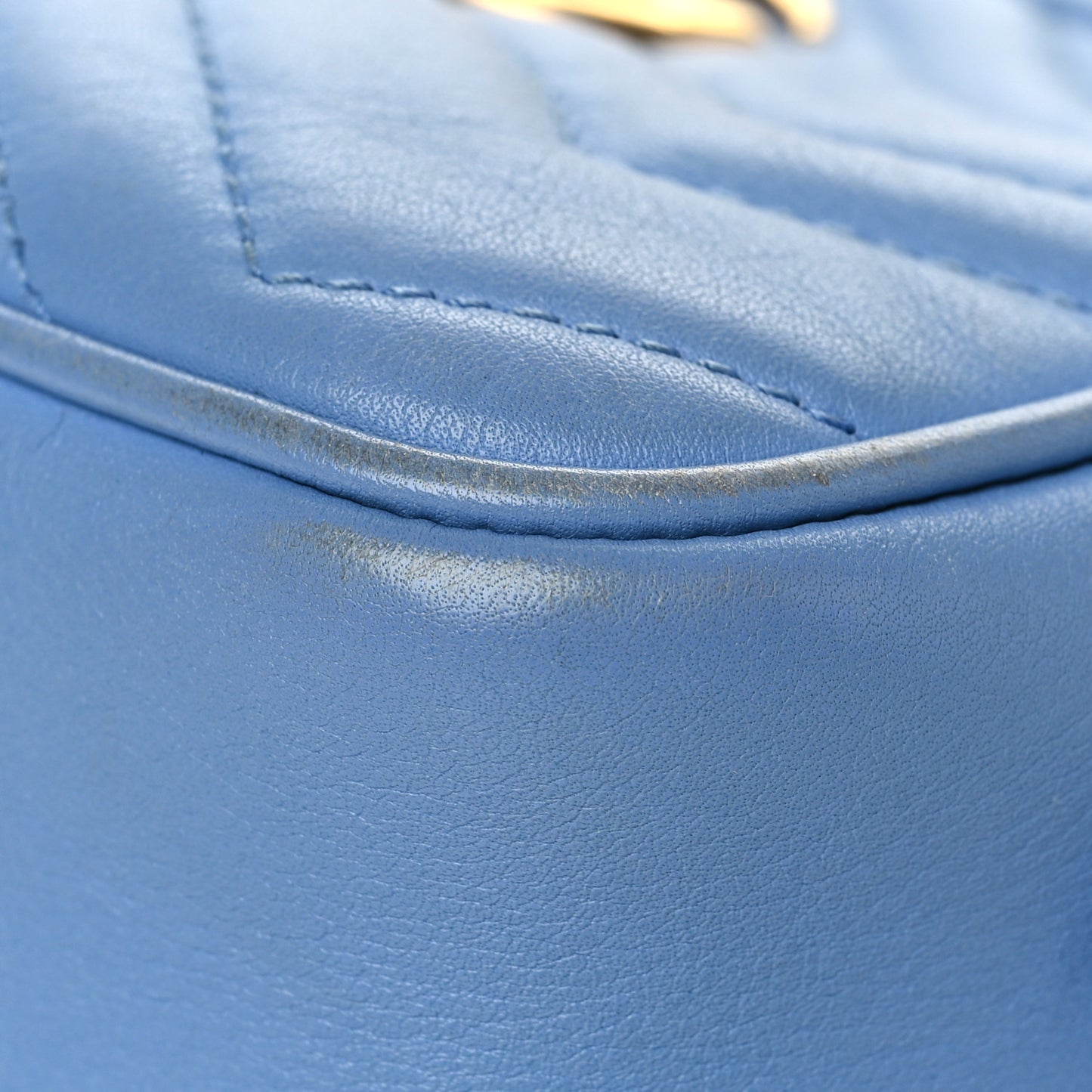 Calfskin Matelasse Mini GG Marmont Chain Shoulder Bag Clear Sky Blue