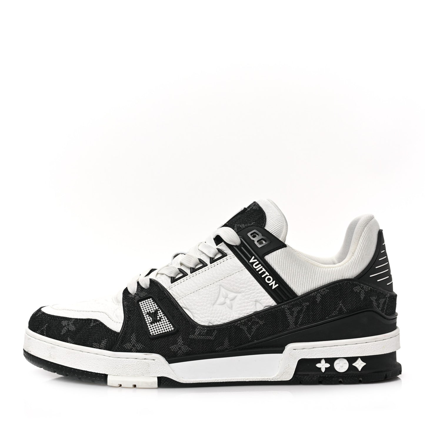 Calfskin Monogram Denim Mens LV Trainer Sneakers 9 Black