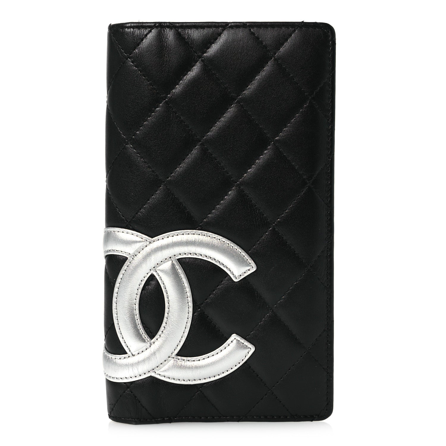 Chanel Calfskin Quilted Cambon Yen Wallet Black Silver 1 of 11
