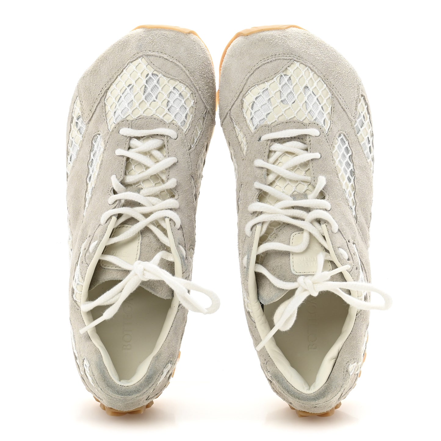 Calfskin Fishnet Fabric Orbit Sneakers 39 Sea Salt