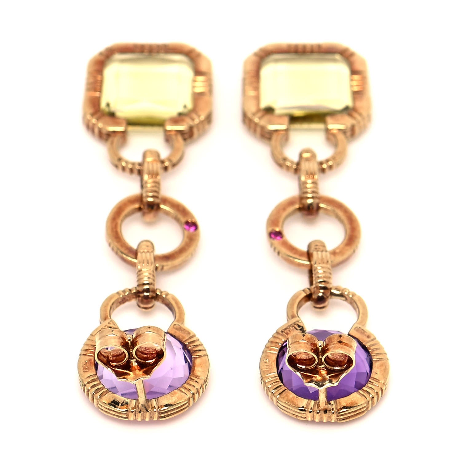 Roberto Coin 18K Yellow Gold Amethyst Prasiolite Drop Earrings 3 of 5