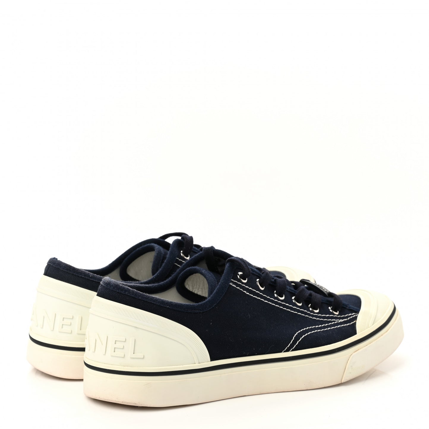 Canvas Lace Up Cap Toe Sneakers 42 Navy