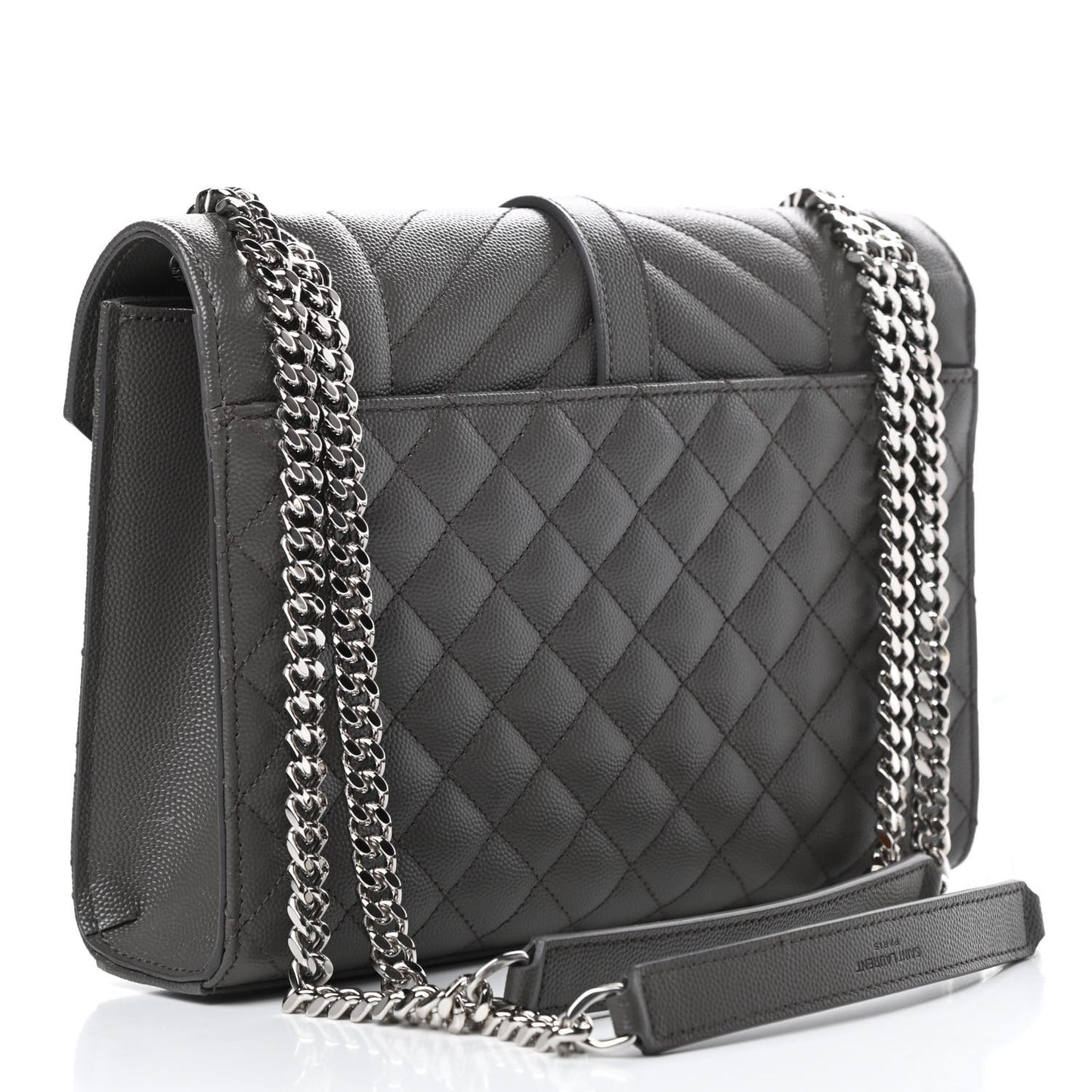 Grain De Poudre Textured Mixed Matelasse Medium Triquilt Monogram Satchel Earth