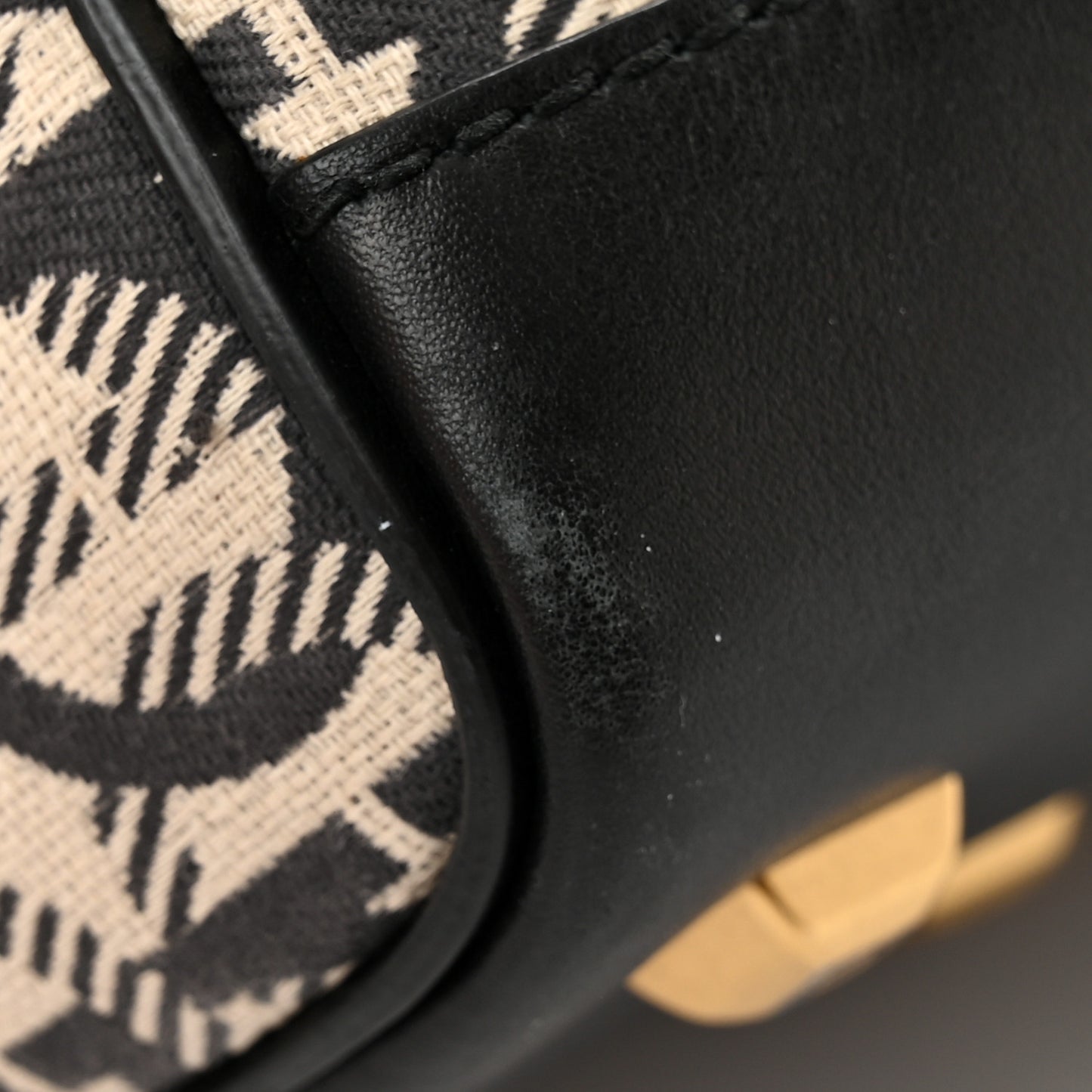 Canvas Calfskin Gancini The Studio Bag Black Beige