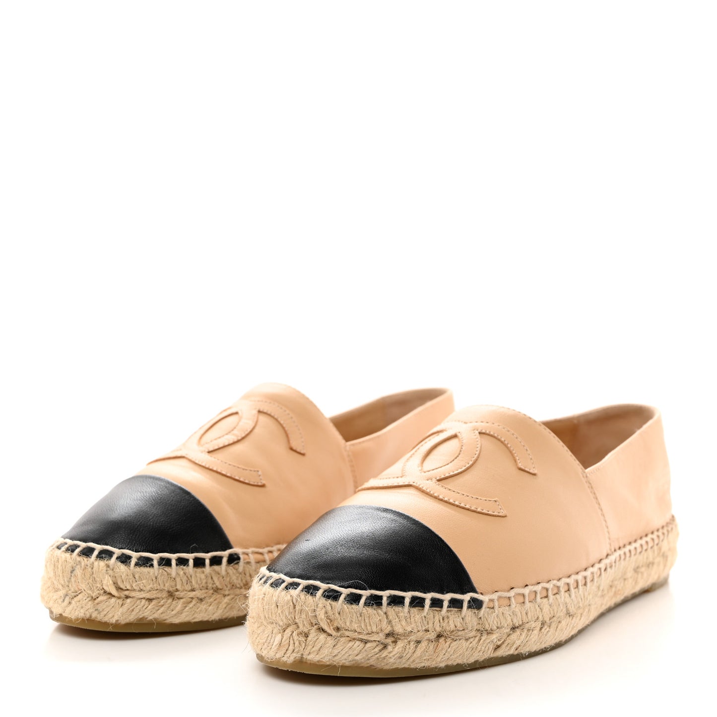 Lambskin CC Espadrilles 38 Beige Black
