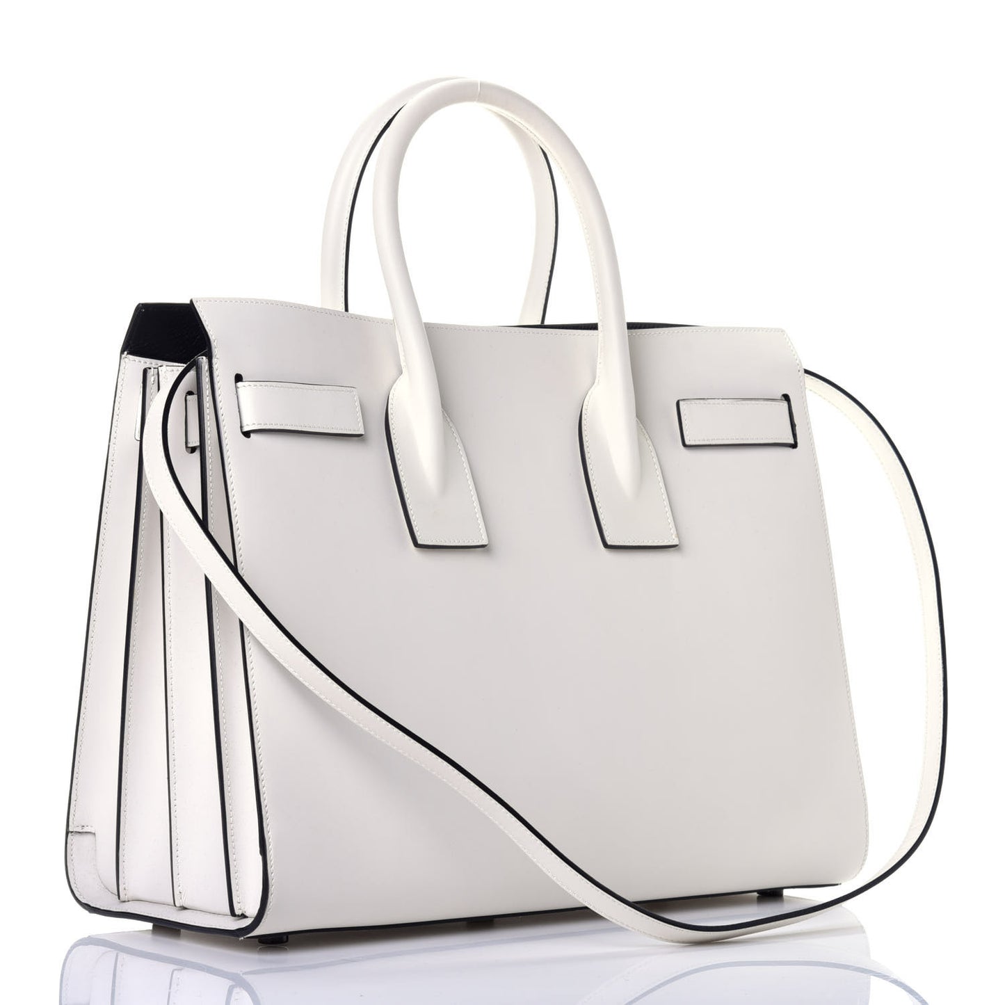 Grained Calfskin Small Sac De Jour Dove Porcellana Black