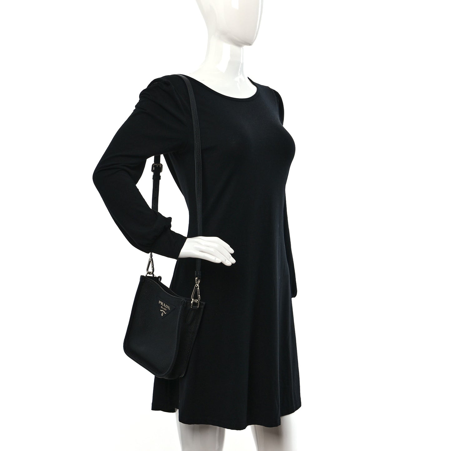 Vitello Daino Soft Mini Hobo Messenger Bag Black