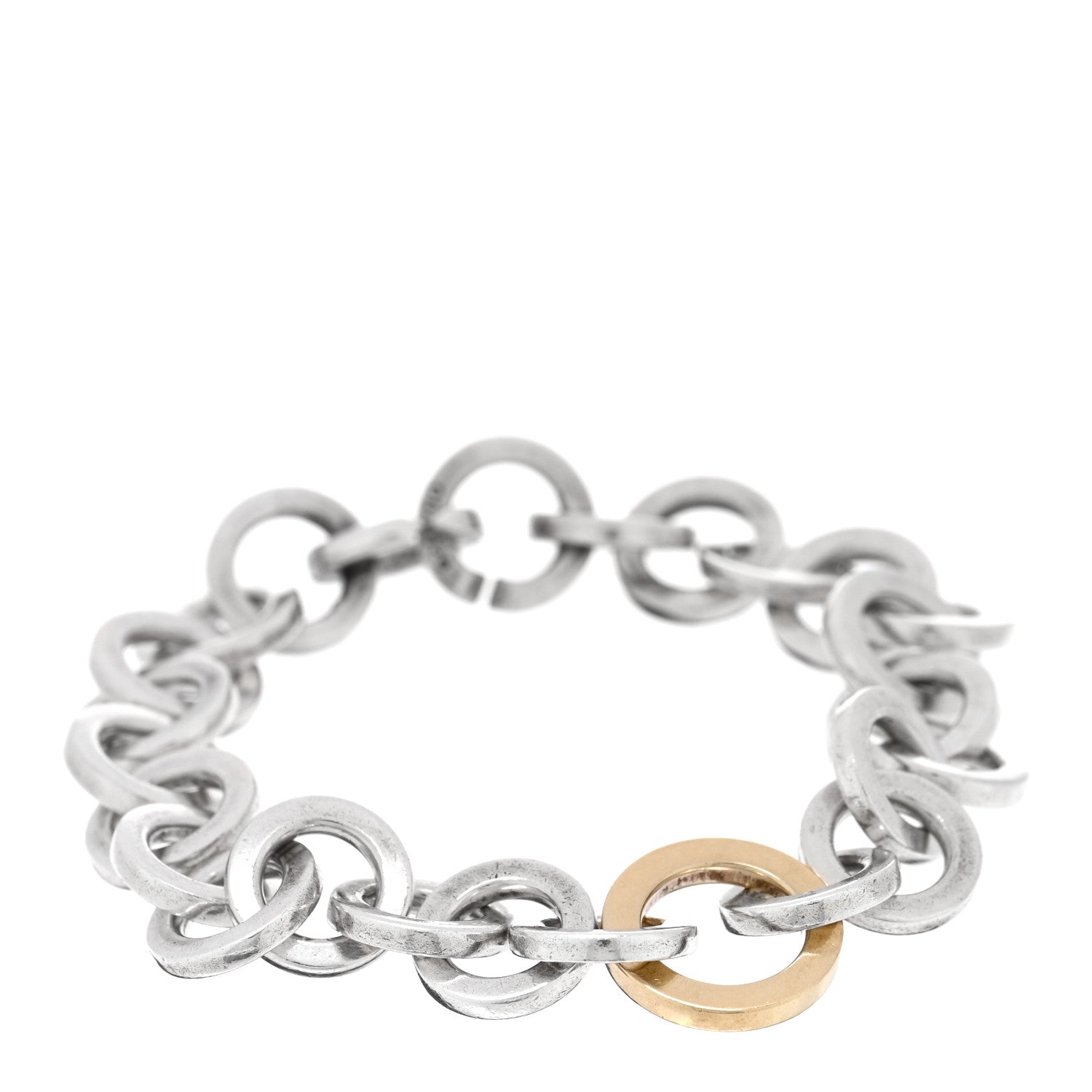 Tiffany Sterling Silver 18K Yellow Gold Circle Link Bracelet