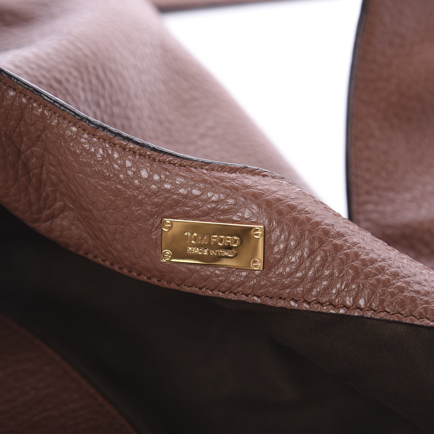 Calfskin Large Alix Padlock Zip Shoulder Bag Brown