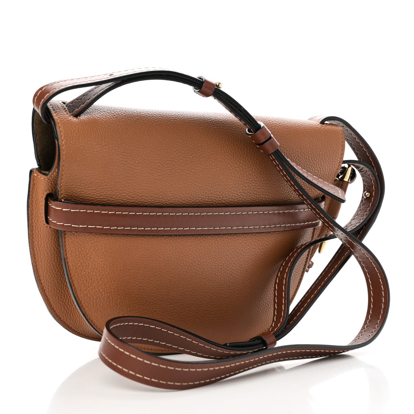 Grained Calfskin Small Gate Crossbody Bag Caramel Pecan