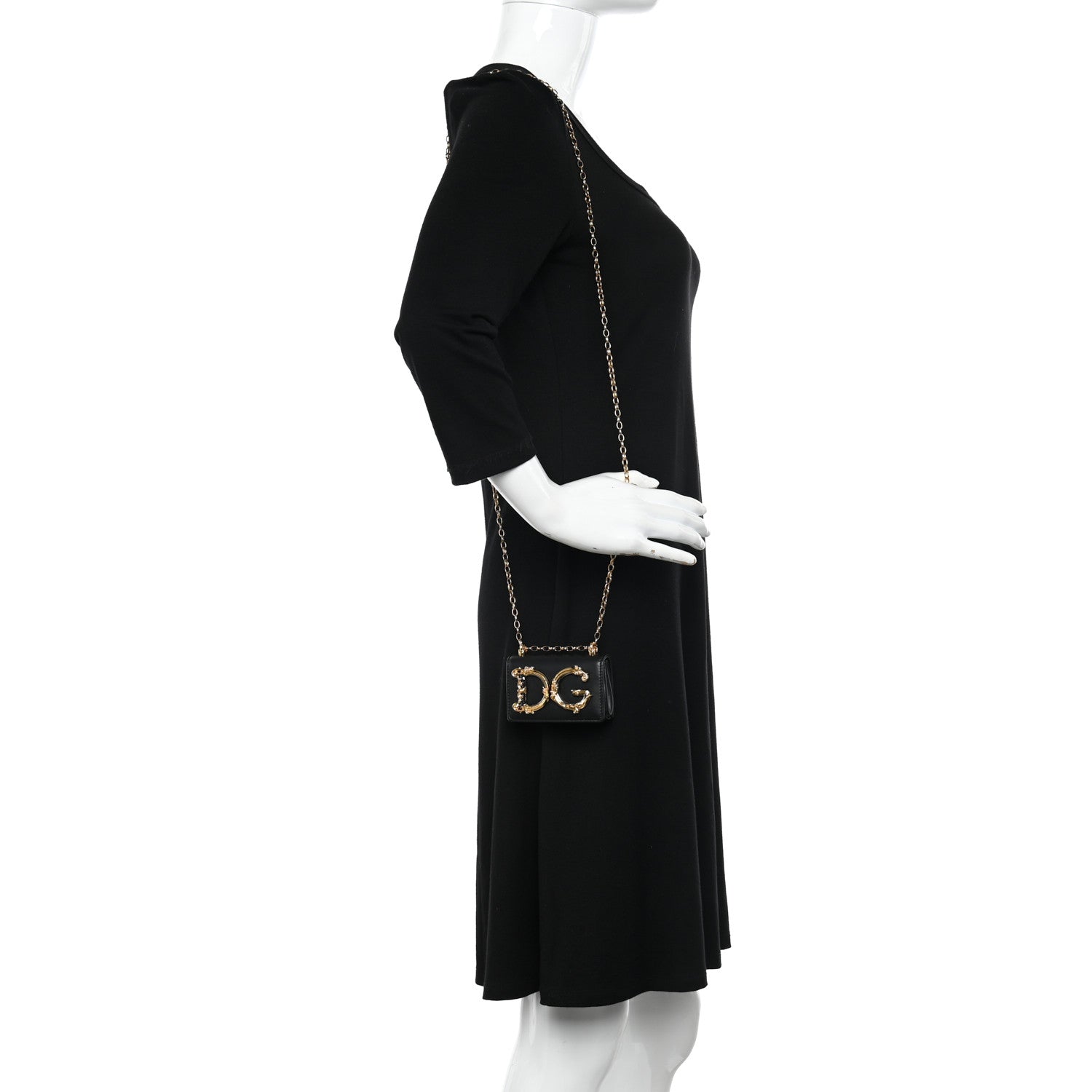 Dolce & Gabbana Calfskin Micro DG Girls Shoulder Bag Black 2 of 12