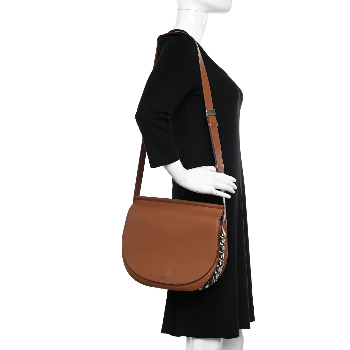 Calfskin Infinity Saddle Bag Cognac