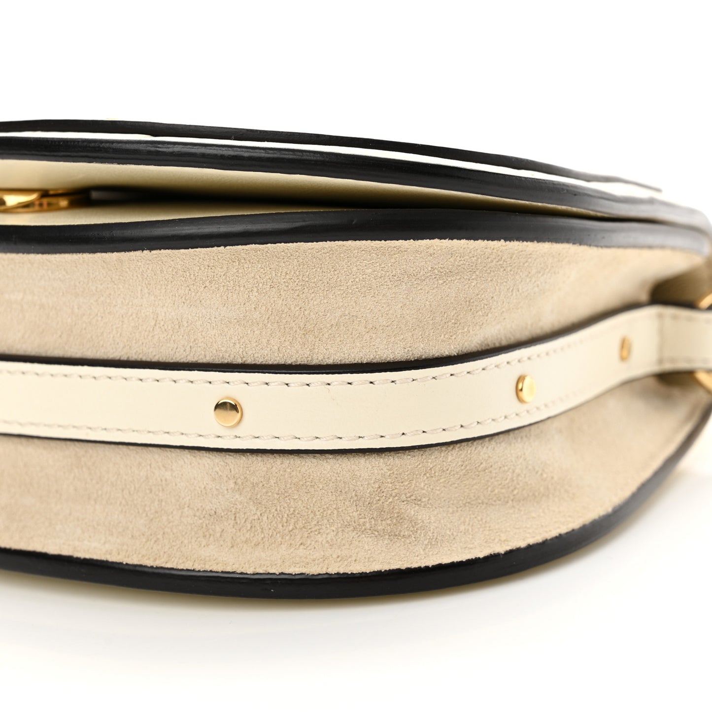 Calfskin Suede Quilted Small Nile Bracelet Bag Natural White