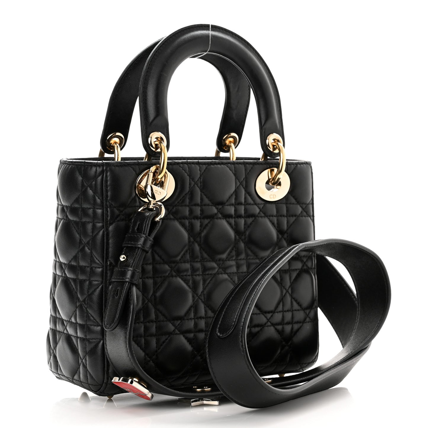 Lambskin Cannage Small Lucky Badges My Lady Dior Black