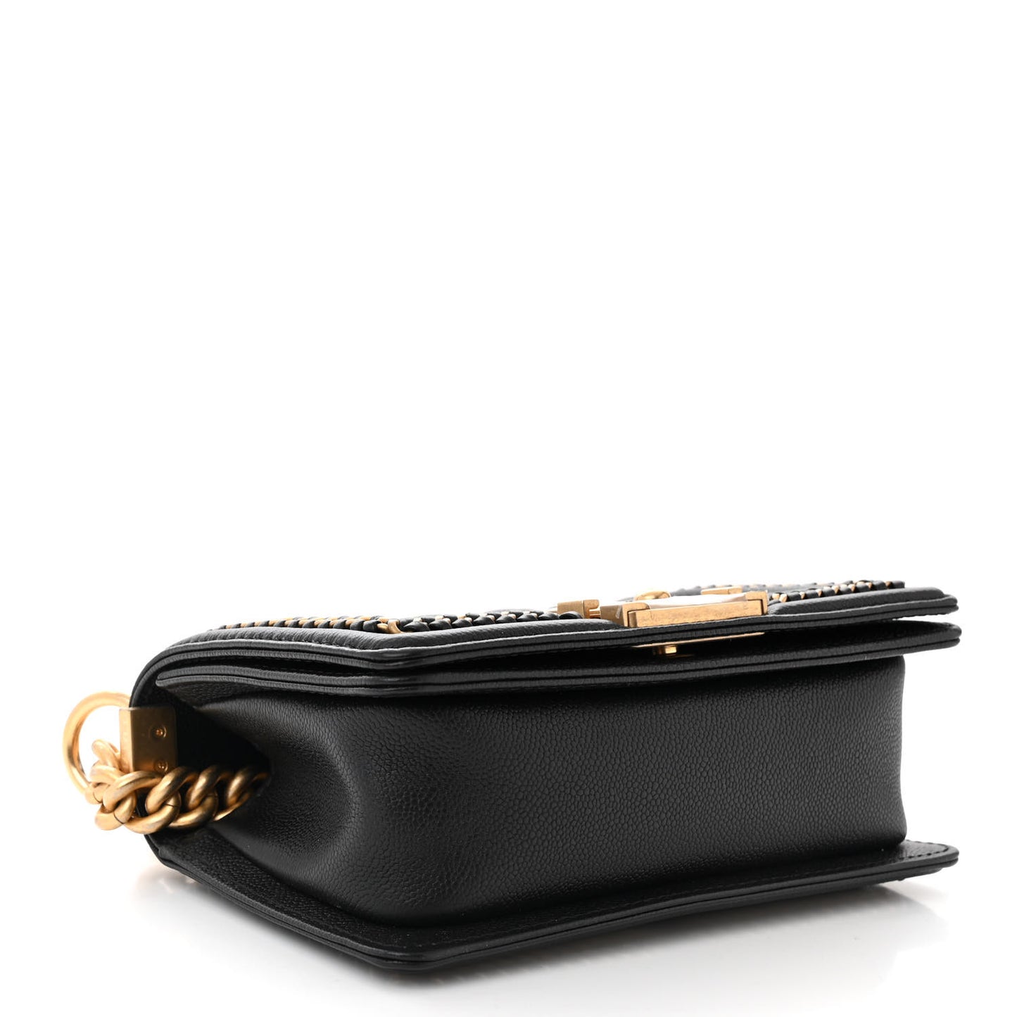 Caviar Quilted Small Chain Around Boy Flap Black