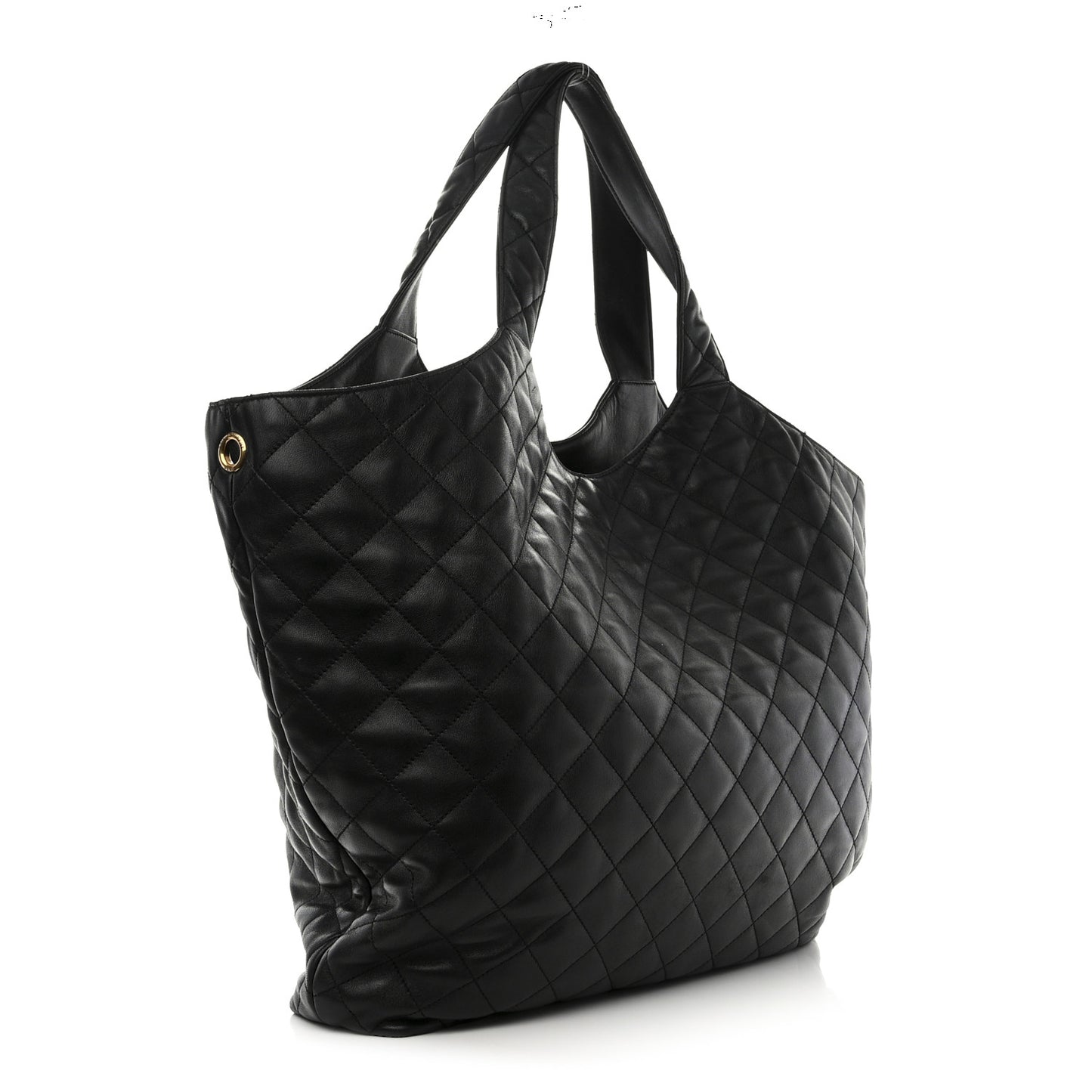 Lambskin Quilted Maxi Icare Shopping Tote Black