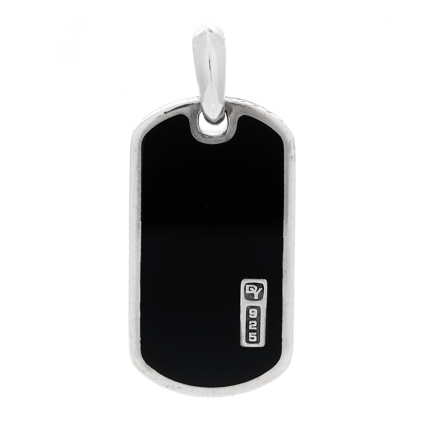 Sterling Silver Black Onyx Dog Tag Pendant